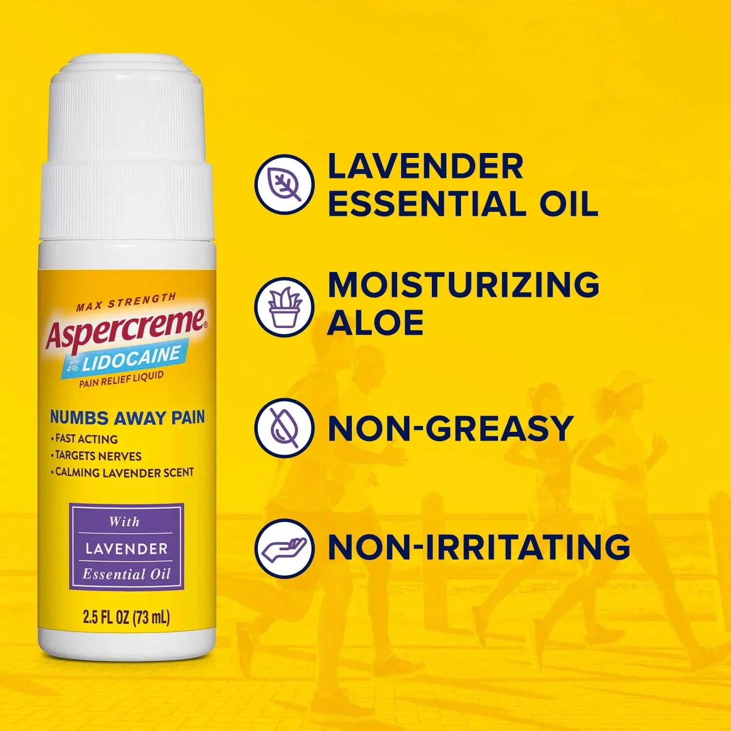 Aspercreme Essential Oils Lidocaine Pain Relief with No-Mess Roll-On Applicator, Max-Strength Lidocaine Numbs Away Nerve Pain, Moisturizing Aloe Hydrates Skin, Lavender, 2.5 Oz., 2pk Aspercreme uk supplements