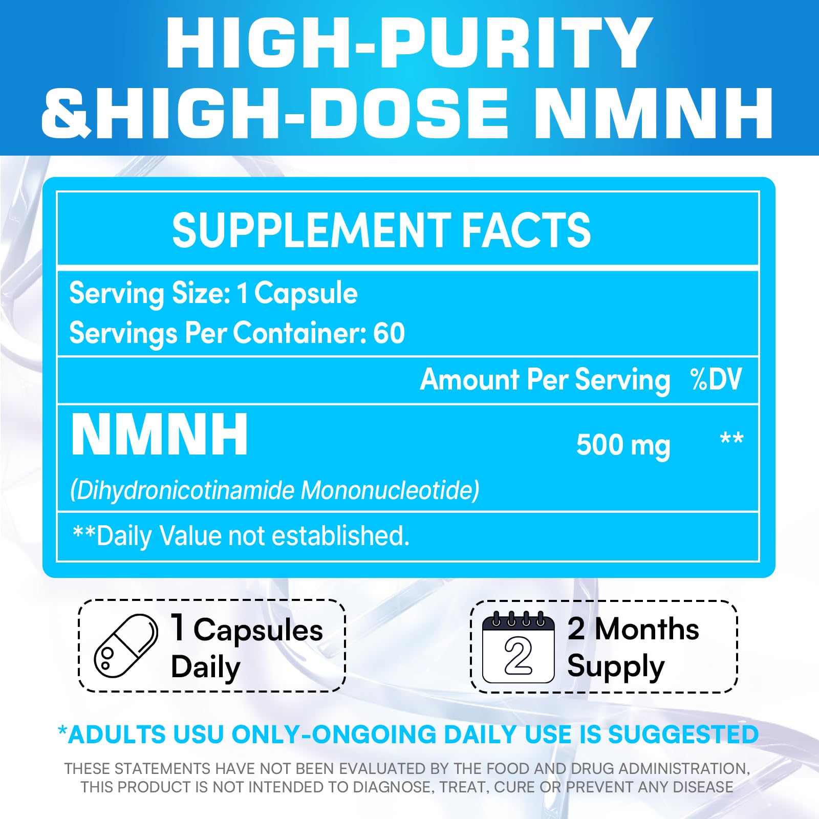 Kaumipor NMNH (Dihydronicotinamide Mononucleotide) NMN Alternative Supplement, 500 mg Per Serving NAD Supplement to Boost NAD+ Levels, for Anti Aging, Energy, Immunity, Focus, 60 Vegan Capsules Kaumipor uk supplements