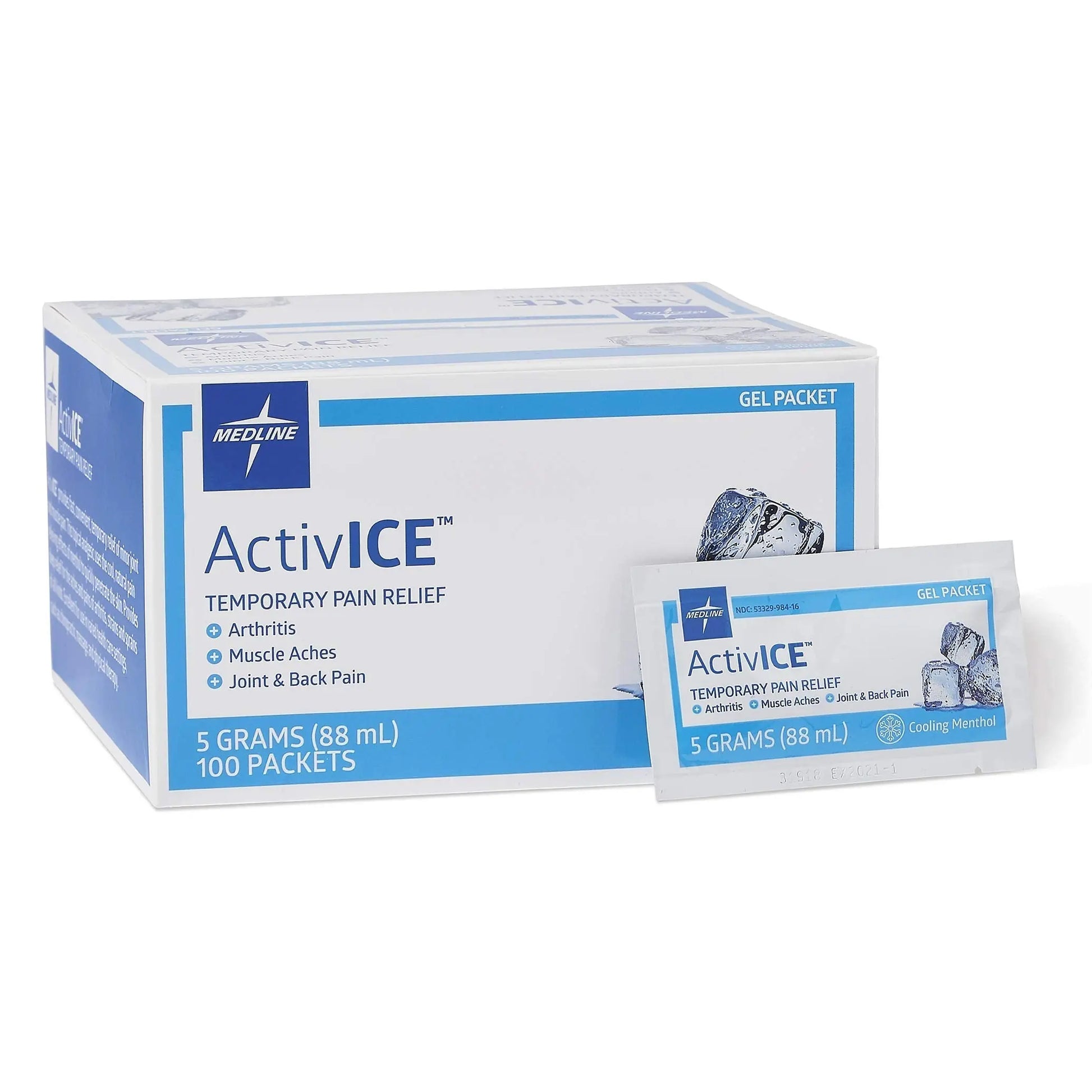 Medline ActivICE Topical Pain Reliever Gel, Great for Arthritis, Muscle Aches and Back Injuries, 5 grams - 100 Packs Medline uk supplements
