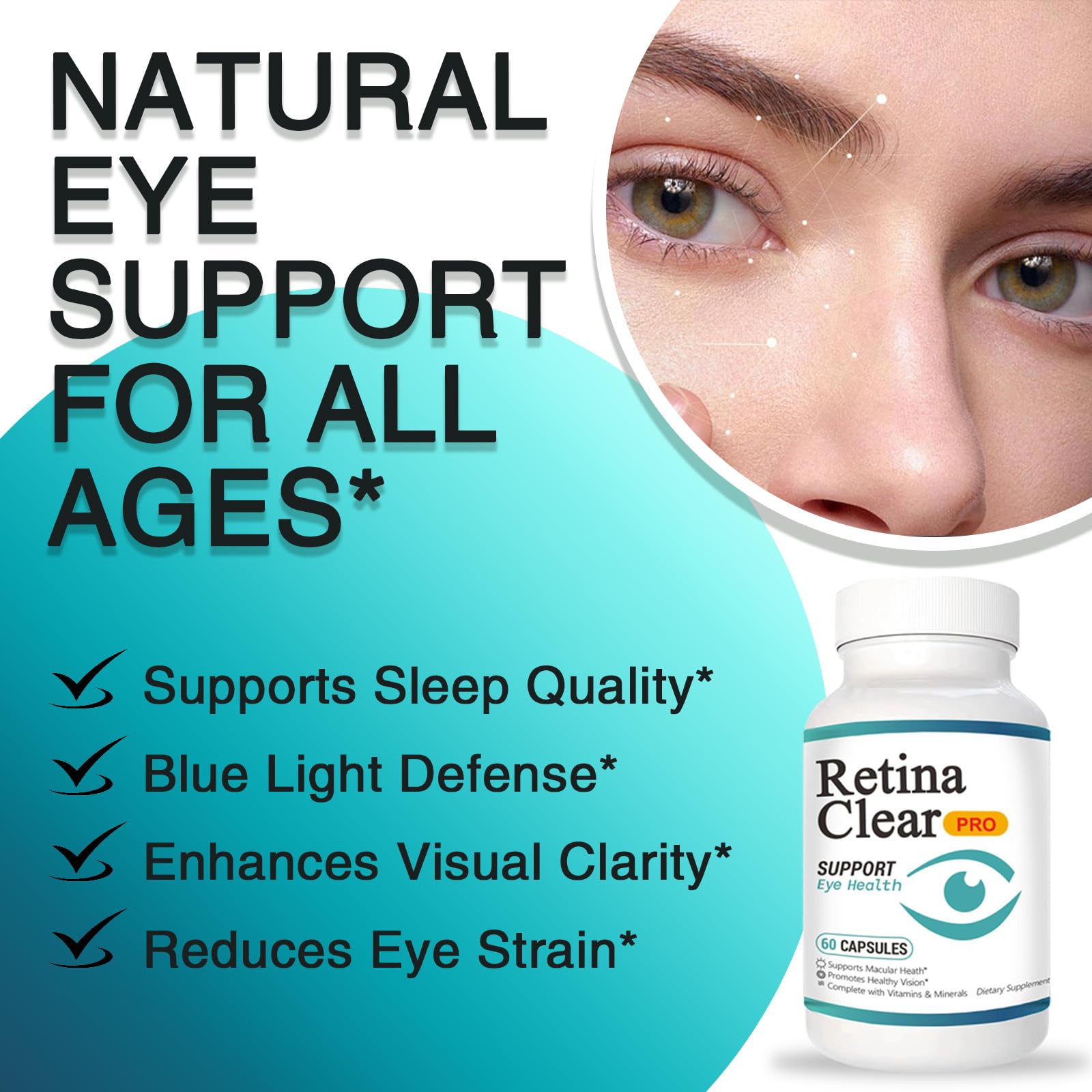 Vunexo Retina Clear Pro Eye Health Support Supplement, with Minerals and Vitamins, Lutein and Bilberry Extract Supports Visual Clarity, Eye Fatigue Relief & Focus（2PCS Vunexo uk supplements