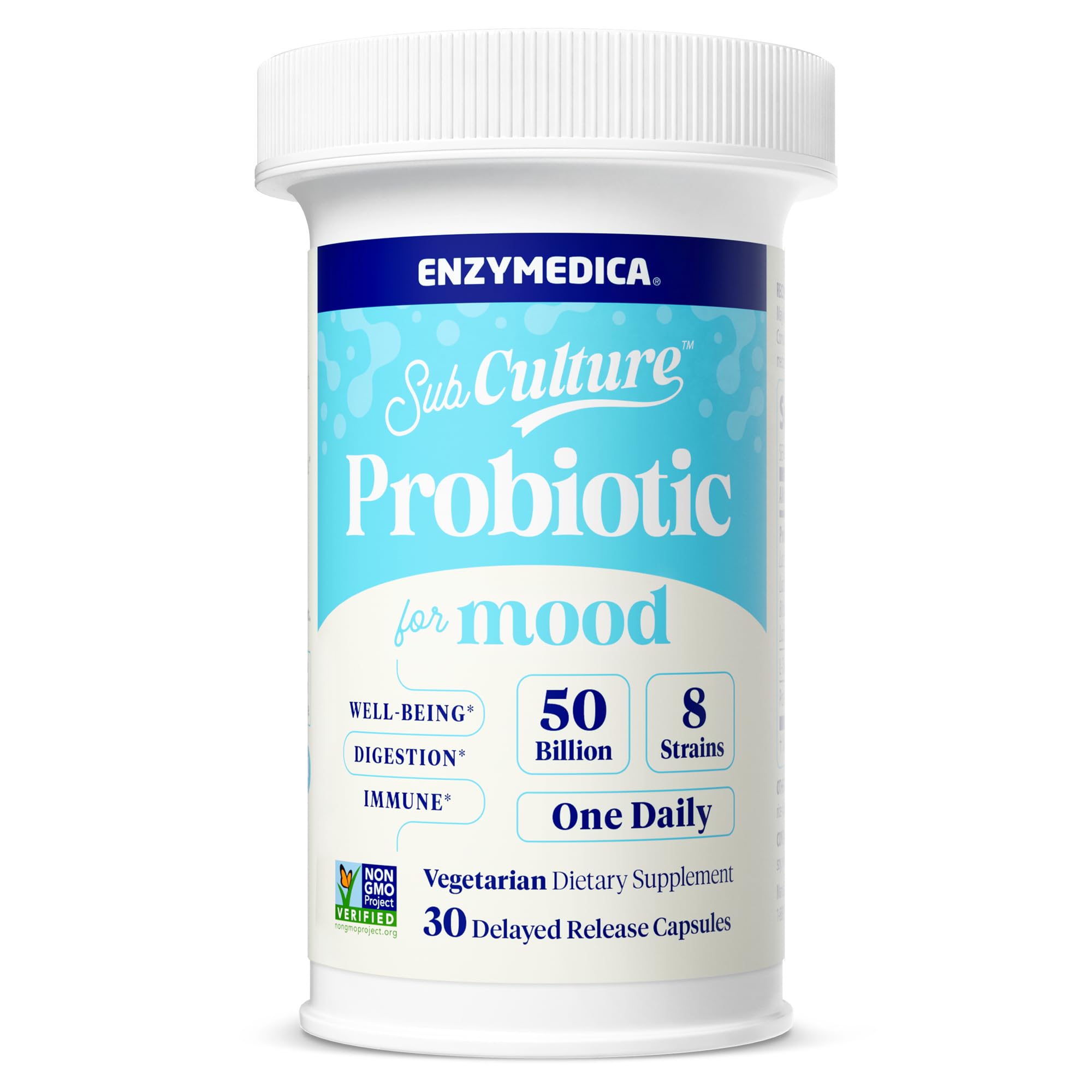 Enzymedica SubCulture Probiotics for Mood, Stress, & Sleep, 50 Billion CFU, Promotes Relaxation, Immune + Digestive Health & Regularity, 30 Count Enzymedica uk supplements