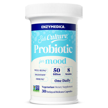 Enzymedica SubCulture Probiotics for Mood, Stress, & Sleep, 50 Billion CFU, Promotes Relaxation, Immune + Digestive Health & Regularity, 30 Count Enzymedica uk supplements