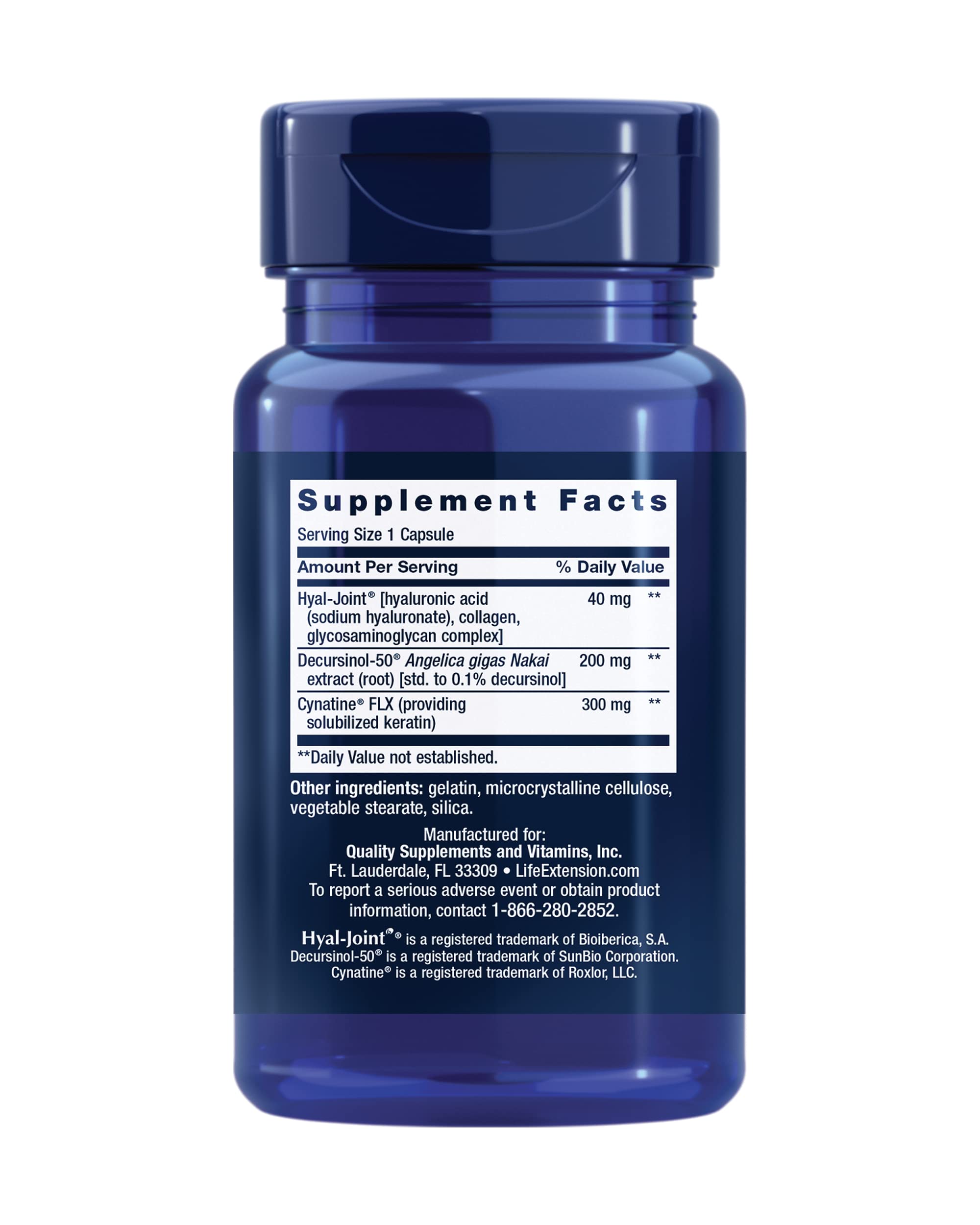 Life Extension Fast-Acting Joint Formula, Keratin, Korean Angelica, hyaluronic Acid, Joint discomfort Relief, Non-GMO, Gluten-Free, 30 Capsules Life Extension uk supplements