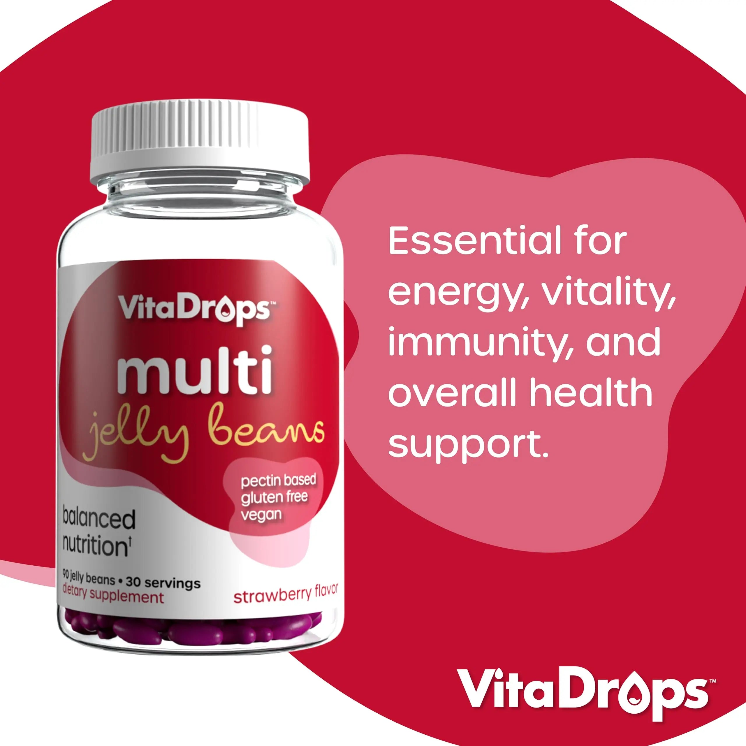 VitaDrops Multivitamin Jelly Beans, Women & Men, Source of Vitamin A C D E B-3 B-6 & Biotin, Supports Immune System, Pectin Based VitaDrops uk supplements
