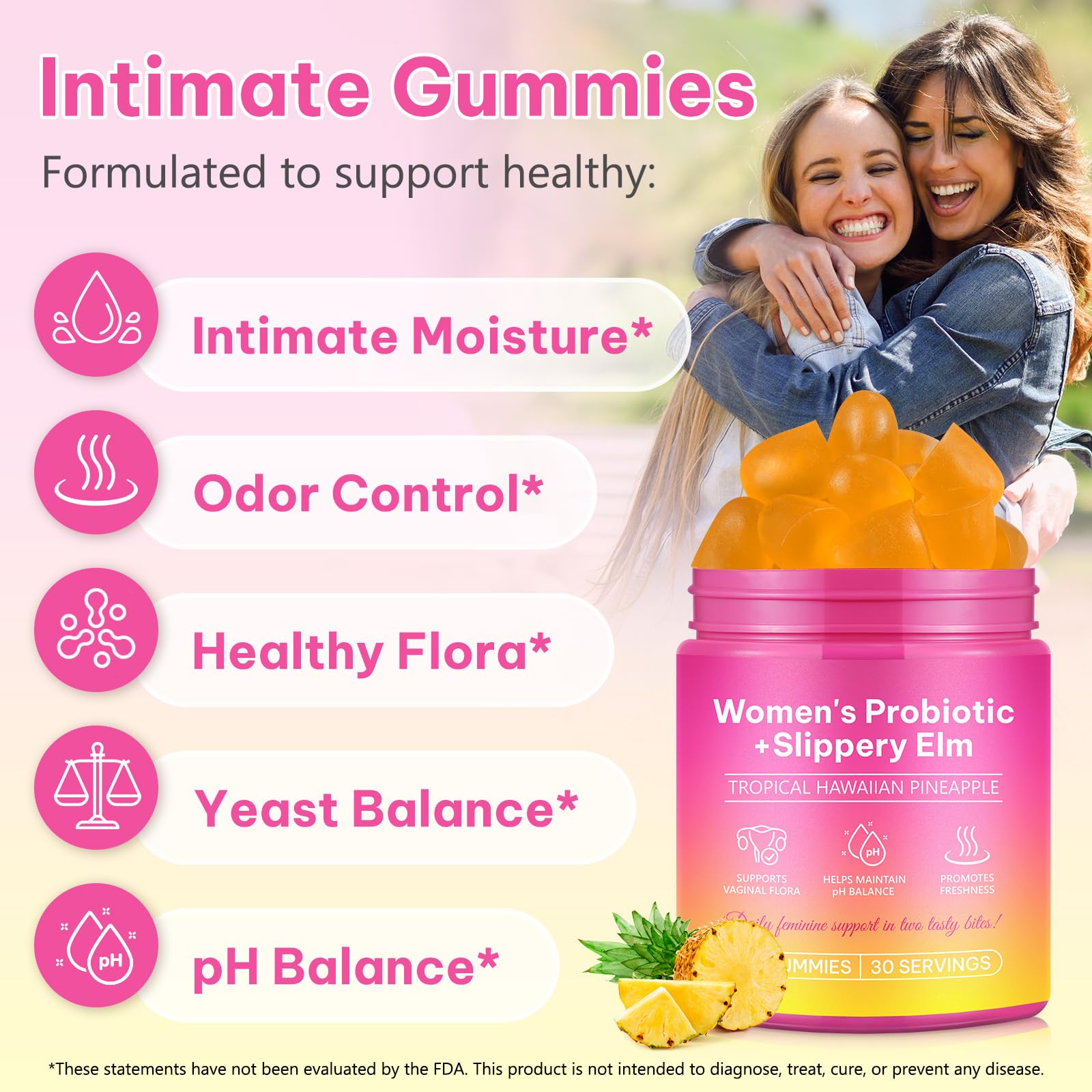 Onznoz Feminine Balance Gummies for Women, Vaginal Probiotics with Prebiotics & Lactobacillus Probiotic Blend, Supports pH Balance & Immune Health, Womens Probiotic Slippery Elm Onznoz uk supplements