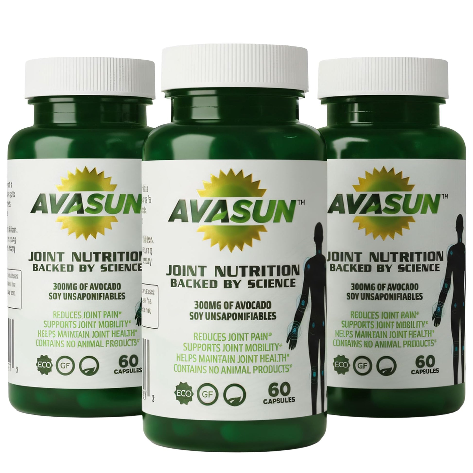 ASU Joint Support Supplement – 300mg Avocado Soy Unsaponifiables for Joint Comfort, Mobility & Cartilage Health, Clinically Studied, Plant-Based, Non-GMO, Gluten-Free, 60 Capsules (6 Month Supply) AvaSun uk supplements