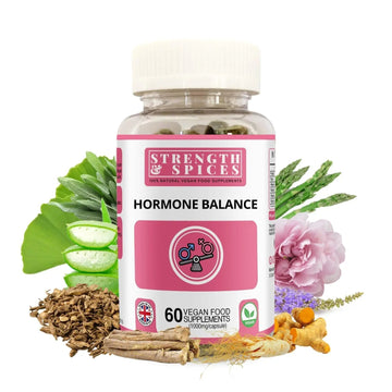 Strength & Spices Hormone Balance 100% Natural Estrogen Supplement – 12 Ingredients w Dong Quai - 60 Vegan UK Made 1000mg Capsules – Fertility and Menstrual Comfort STRENGTH & SPICES100% Natural Vegan Food Supplements uk supplements