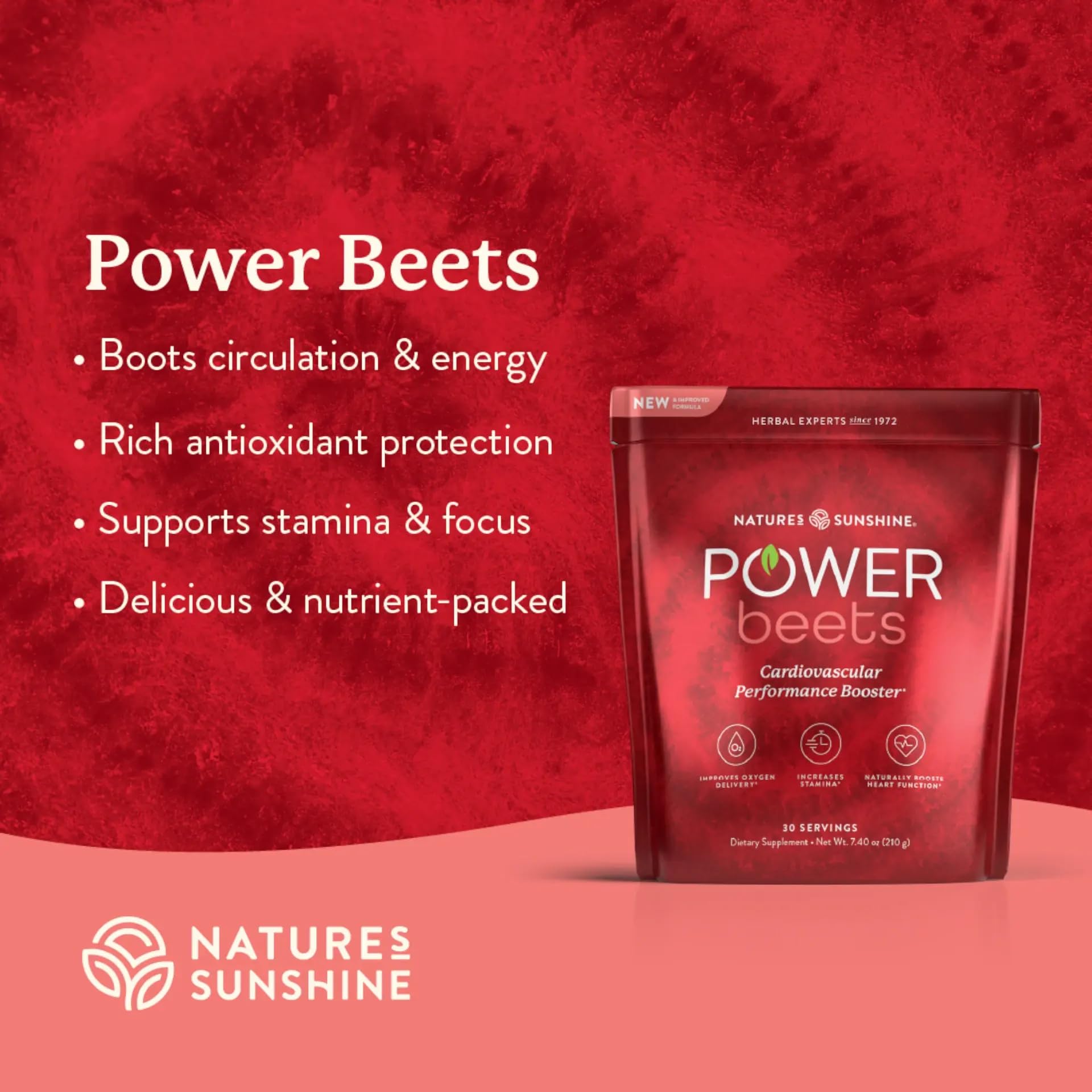 Nature's Sunshine Power Beets – Patented Nutrient Blend of Beet Root Powder and Nutrients to Promote Performance, Mental Clarity, & Vitality – Non-GMO, Soy & Gluten Free – 24 to-Go Packs Nature's Sunshine uk supplements