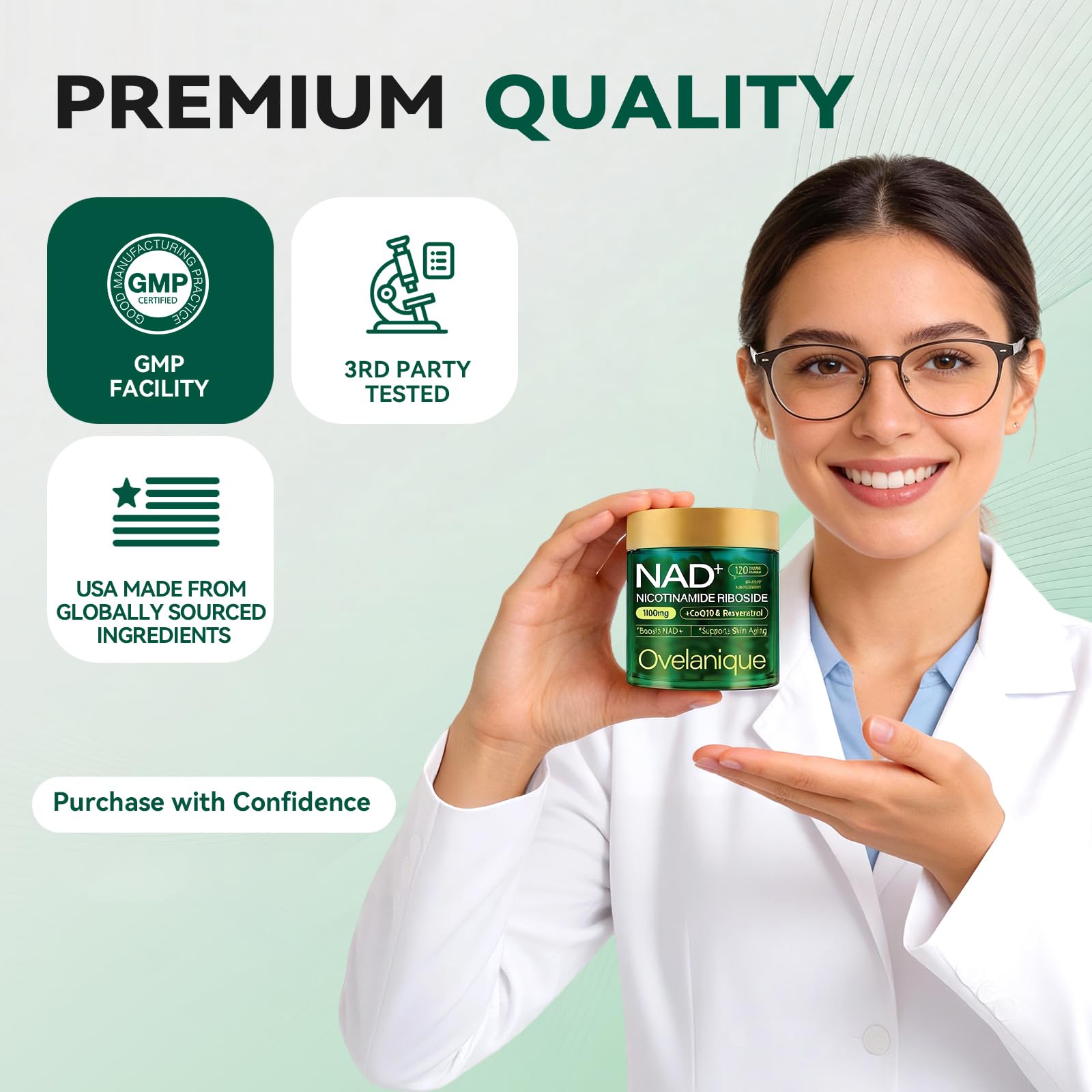 Ovelanique NAD Supplement with Nicotinamide Riboside & Resveratrol |NMNH Supplement Alternative| NAD+ Complex with Quercetin Phytosome & CoQ10 | Liposomal Delivery,120 Capsules(Packaging May Vary) Ovelanique uk supplements