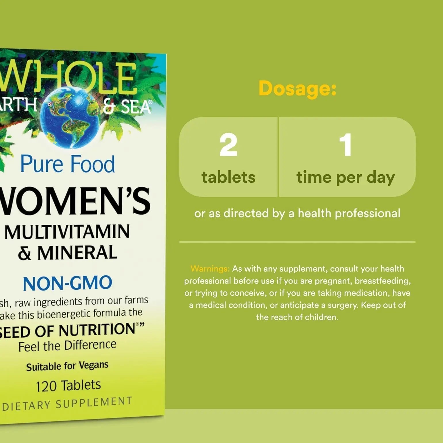 Natural Factors Whole Earth & Sea Women's Multivitamin & Mineral, Whole Food Supplement, Vegan, 120 Tablets Natural Factors uk supplements