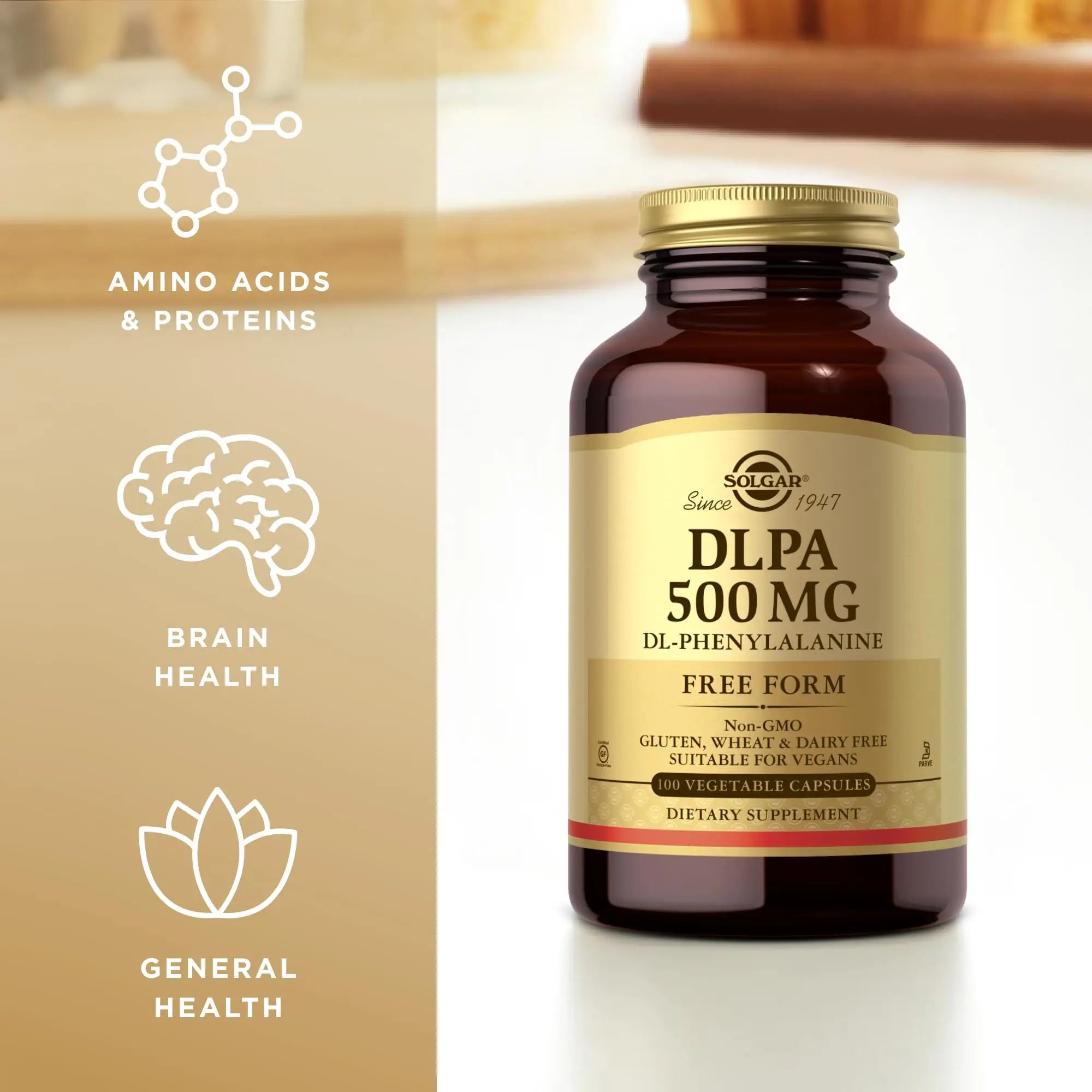 Solgar DLPA 500 mg - 100 Vegetable Capsules - Free Form DL-Phenylalanine - Non-GMO, Vegan, Gluten Free, Dairy Free, Kosher - 100 Servings Solgar uk supplements