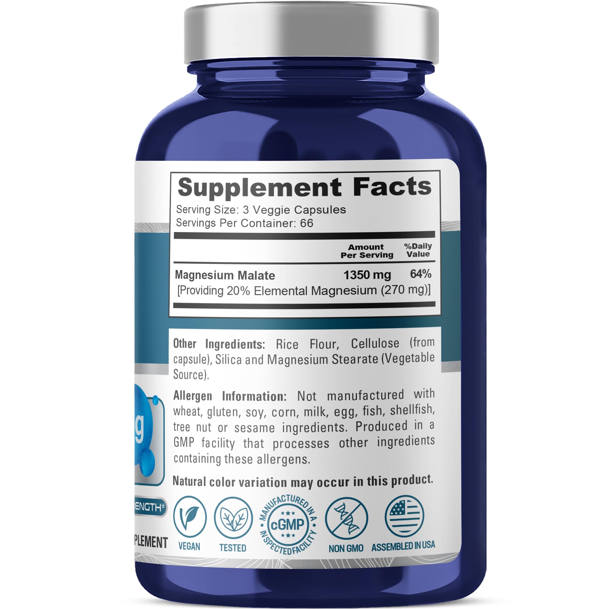 NusaPure Magnesium Malate 1350mg 200 Veggie Capsules (Vegan, Non-GMO, Vegan) NusaPure uk supplements