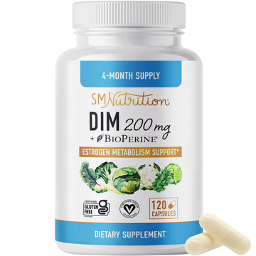 DIM Supplement 200 mg (120 Ct) | Estrogen Balance for Women & Men | Hormone Balance SMNutrition uk supplements