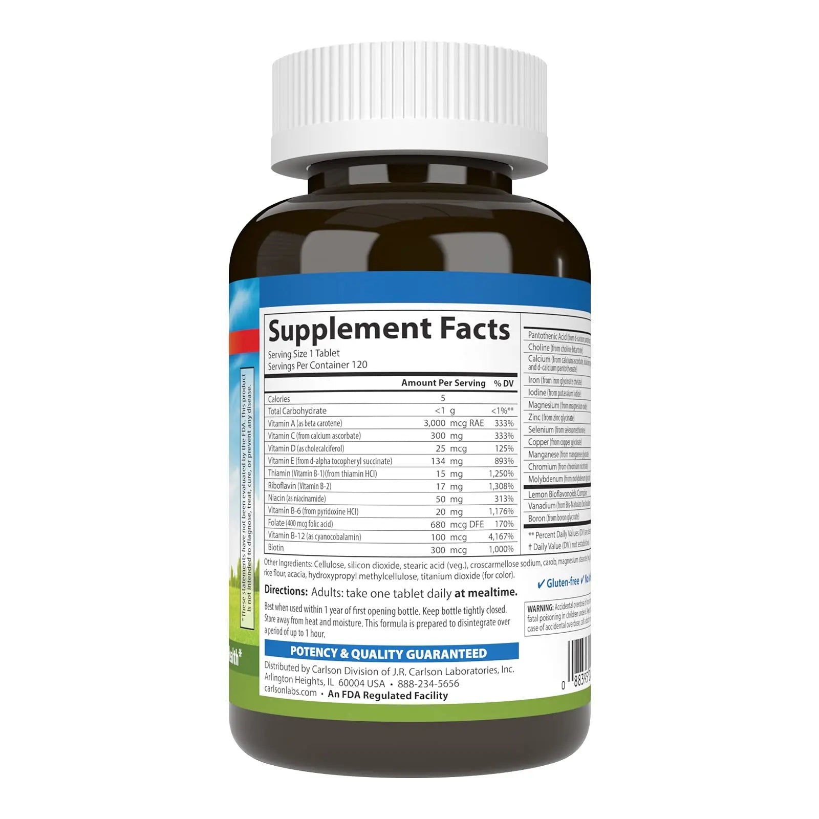 Carlson - Super 1 Daily, Vegetarian Multiple Formula, Multivitamin, Optimal Wellness, 120 Tablets Carlson uk supplements