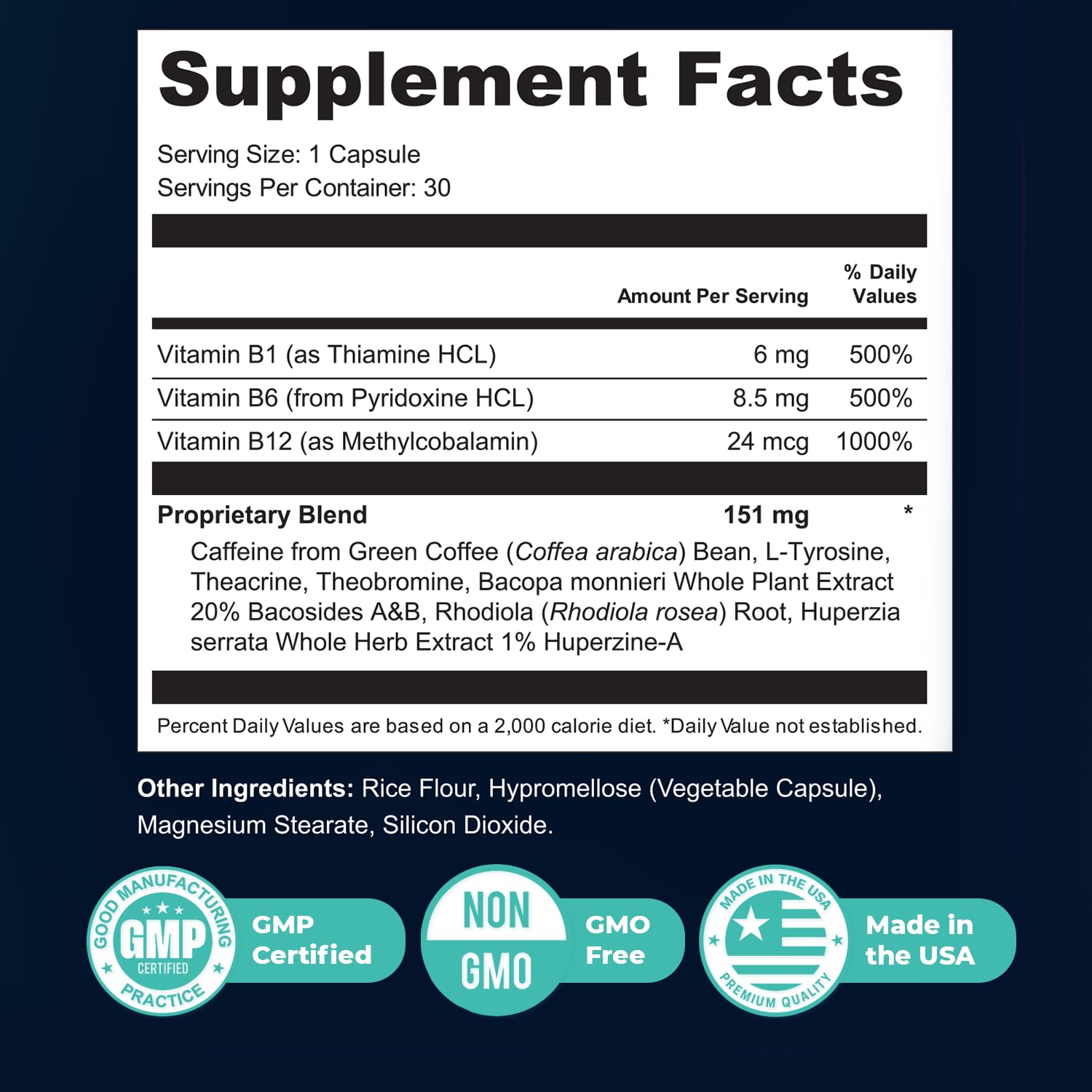 Nature’s NutriWave MemoMatrix – Daily Vitamin B1, B6, B12& Botanical Supplement with Bacopa, Rhodiola, Huperzia, L-Tyrosine & B-Vitamin Blend – Non-GMO Formula – 30 Capsules, 1 Month Supply Nature’s NutriWave uk supplements