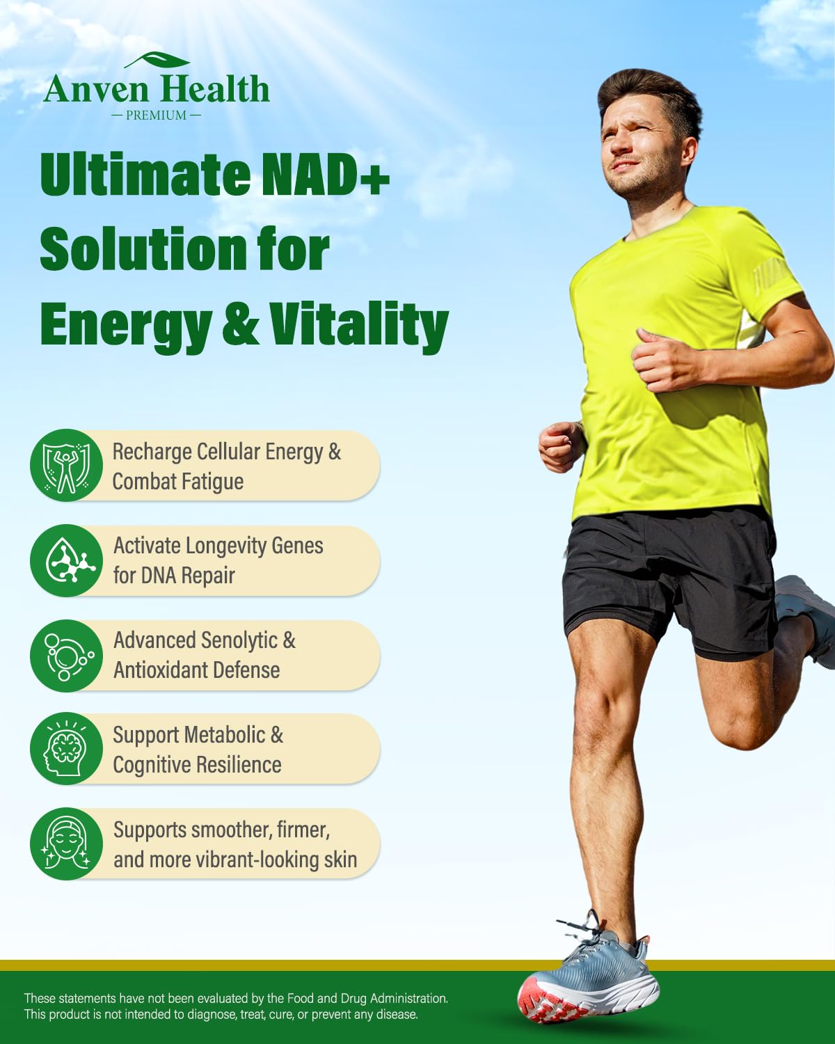 Anven Health Liposomal NAD+ Resveratrol Supplement - NMN Alternative with Trans-Resveratrol, Quercetin & Fisetin - NAD Plus for Women and Men, Cellular Energy & Healthy Aging, Non-GMO | 180 Capsules Anven Health uk supplements