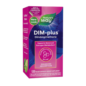 Nature's Way DIM-Plus, DIM Supplement, Supports Balanced Estrogen Metabolism*, Supports Estrogen Hormone Balance*, Diindolylmethane, 120 Vegan Capsules Nature's Way uk supplements