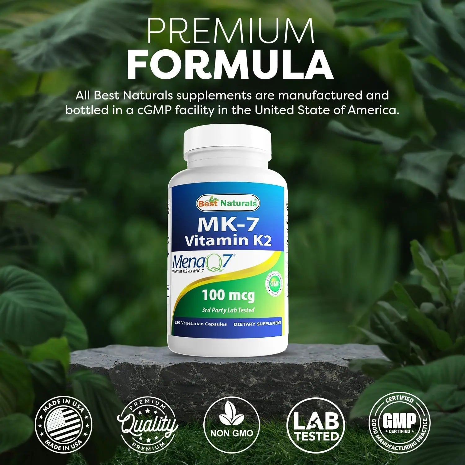 Best Naturals MK-7 Vitamin K2 100 mcg 120 Vcaps Best Naturals uk supplements