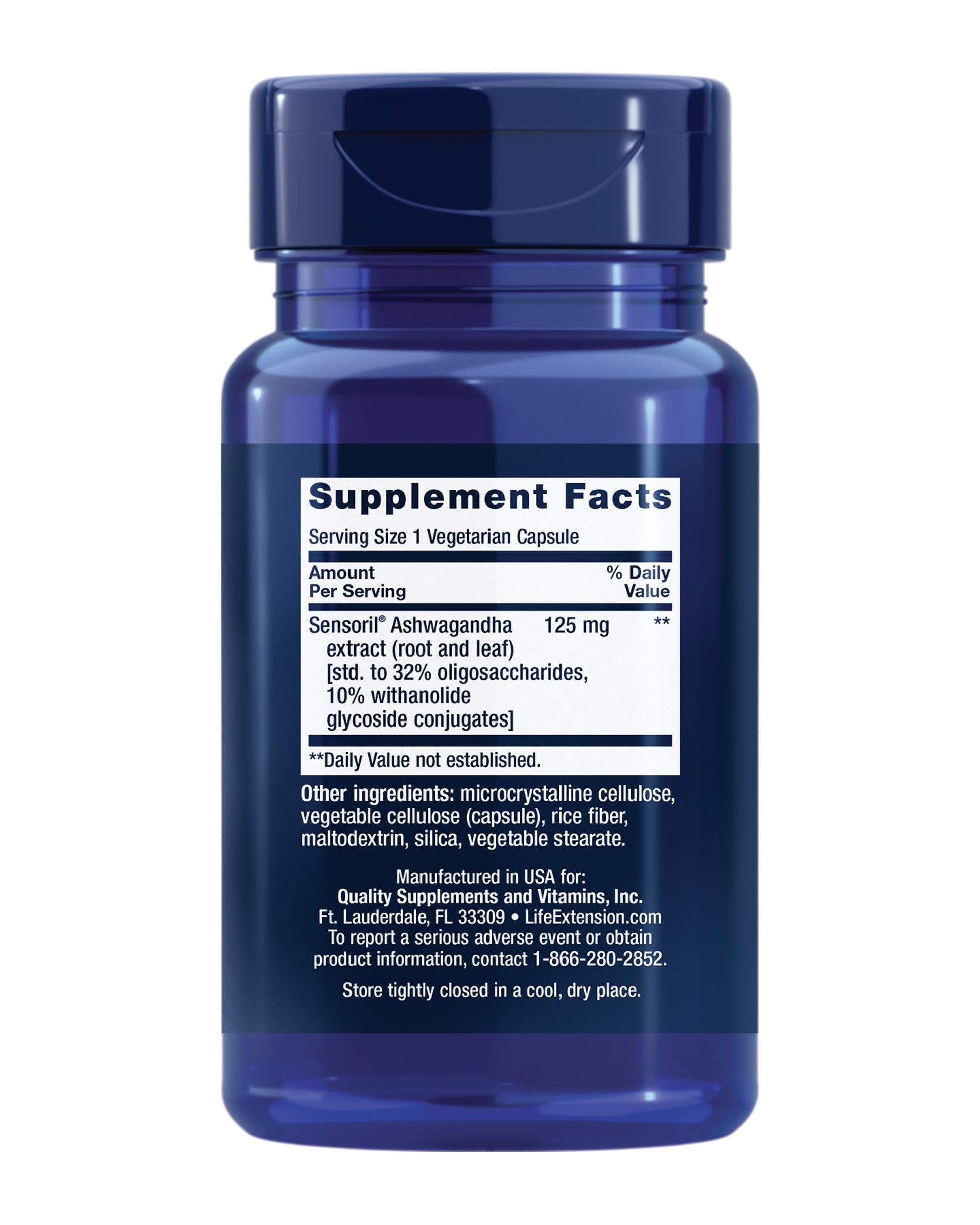 Life Extension Optimized Ashwagandha - Stress Management Supplement for a Healthy Stress Response, Focus, Memory, Stress Relief - Vegetarian, Gluten-Free, Non-GMO, 60 Capsules Life Extension uk supplements