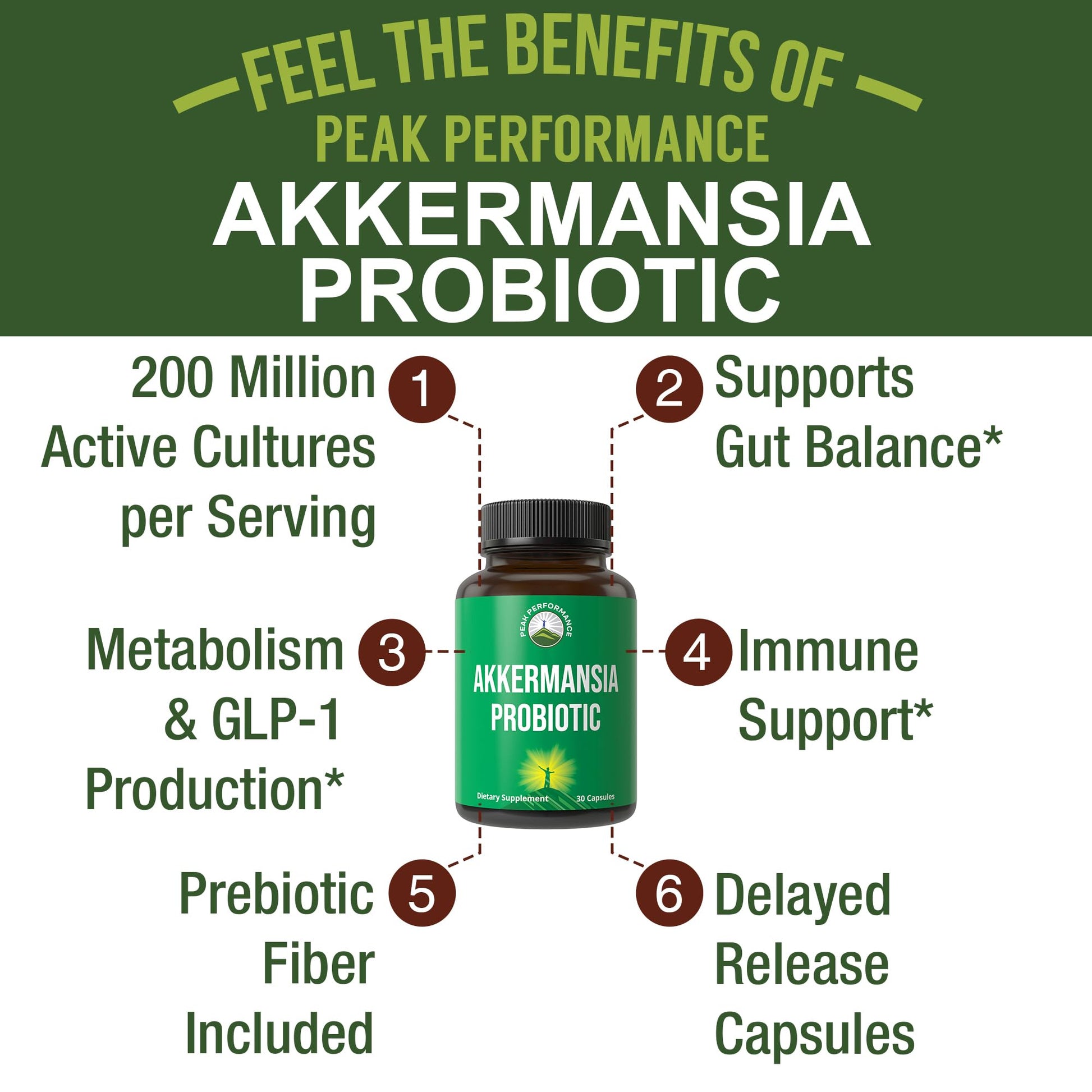 Akkermansia Probiotic to Increase GLP-1 Production. Ultra High Strength Akkermansia Muciniphila Live Strain with Prebiotic Fiber for Gut Health & Microbiome Balance. Delayed Release, 3rd Party Tested Peak Performance uk supplements