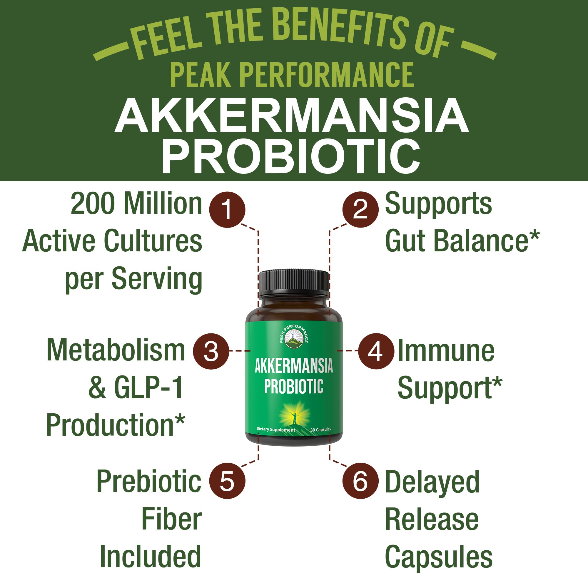 Akkermansia Probiotic to Increase GLP-1 Production. Ultra High Strength Akkermansia Muciniphila Live Strain with Prebiotic Fiber for Gut Health & Microbiome Balance. Delayed Release, 3rd Party Tested Peak Performance uk supplements
