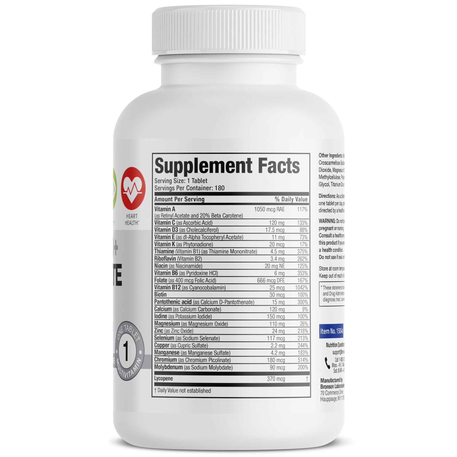 Bronson ONE Daily Mens 50+ Complete Multivitamin Multimineral, 180 Tablets Bronson uk supplements
