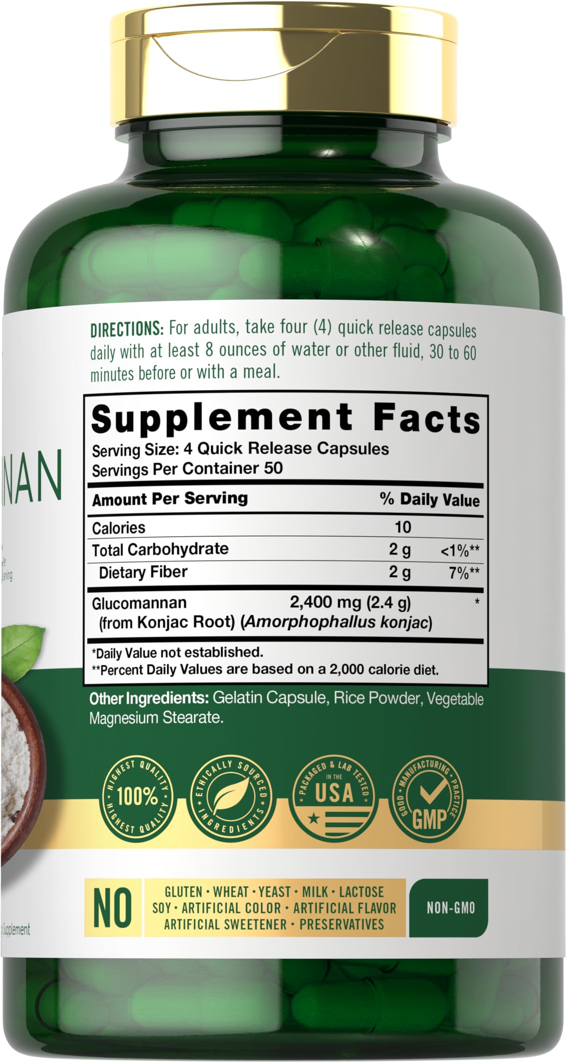 Carlyle Glucomannan Capsules | 200 Count | Soluble Fiber Pills | Non-GMO Carlyle uk supplements