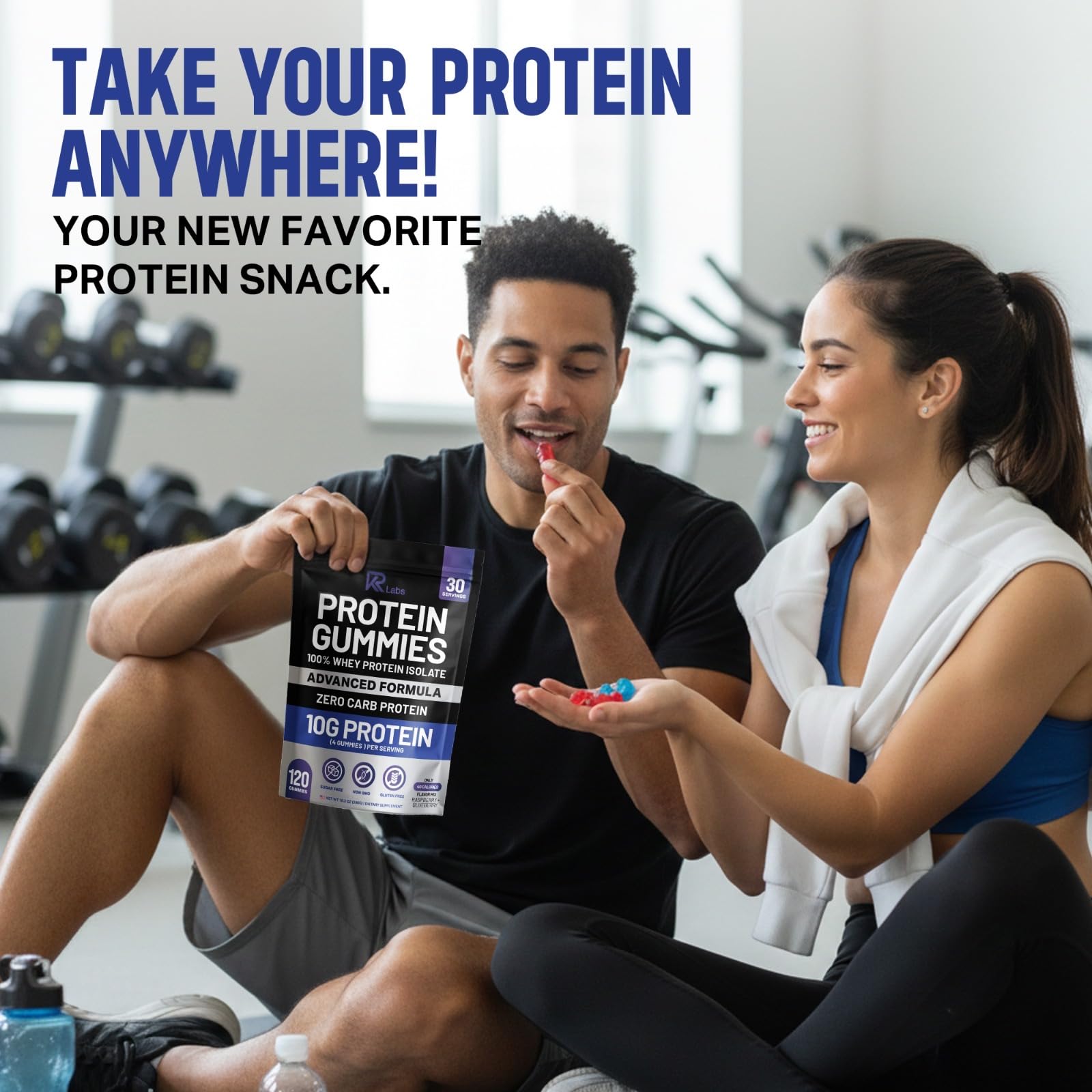 KR Labs Zero Carb 100% Pure Whey Isolate Protein Gummies | 300g Total Protein per Bag | 10g per Serving Plant Based with Vitamins for Men & Women KR Labs uk supplements