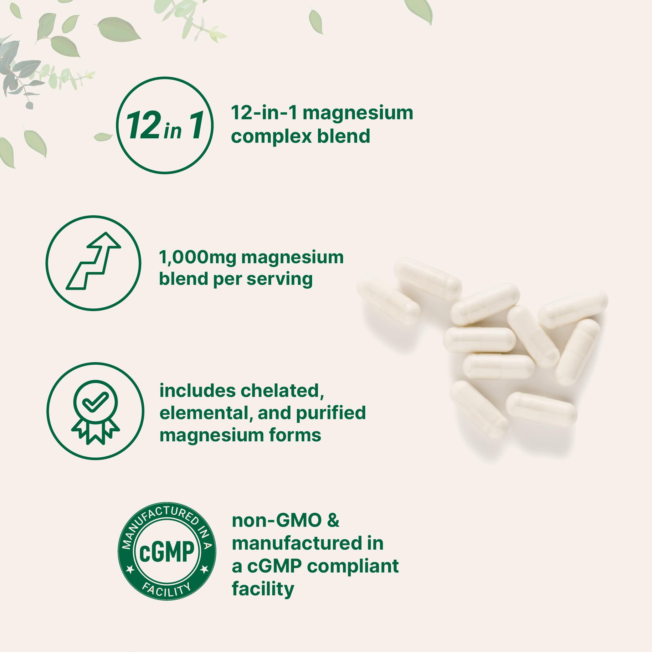 Micro Ingredients 12‑in‑1 Magnesium Complex 1000 mg, 240 Capsules – Magnesium Glycinate, Citrate, Taurate, Malate & More – High Absorption Formula for Men & Women – Chelated & Purified Micro Ingredients uk supplements