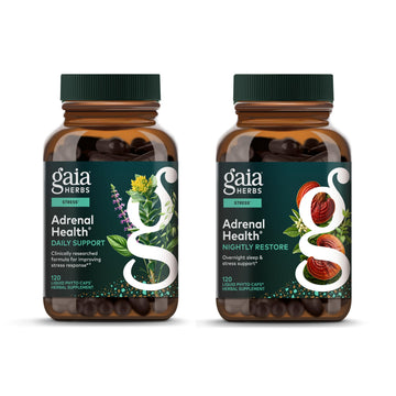 Gaia Herbs Adrenal Health Daily Support, Help Maintain Healthy Energy & Stress Levels*,120 Liquid Phyto-Caps Adrenal Health Nightly Restore, 120 Liquid Phyto-Caps - Bundle Gaia Herbs uk supplements