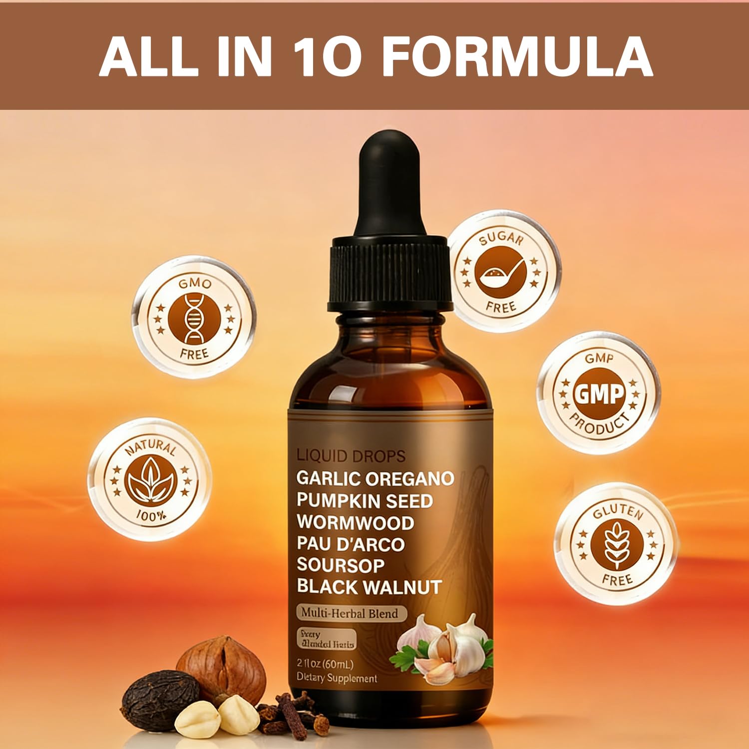 SERSANVE Natural Black Walnut Wormwood Gut Cleanse | Black Walnut Clove Drops with Pumpkin Seed, PAU D’Arco, Soursop, Garlic and Oregano | Vegan, Alcohol-Free Formula for Digestion Support, 2 fl oz SERSANVE uk supplements