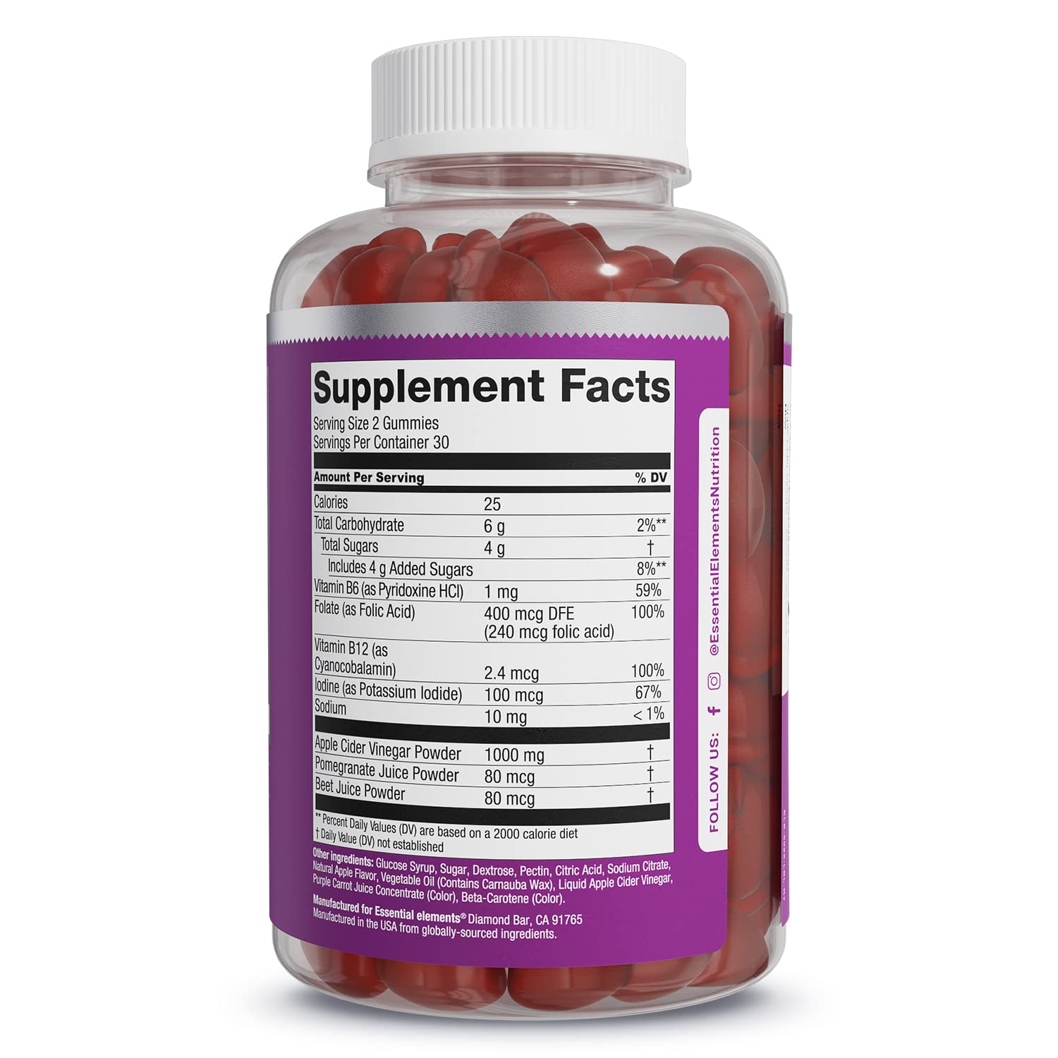 Essential Elements Apple Cider Vinegar Gummies from The Mother - Naturally-Sourced Essential Elements uk supplements
