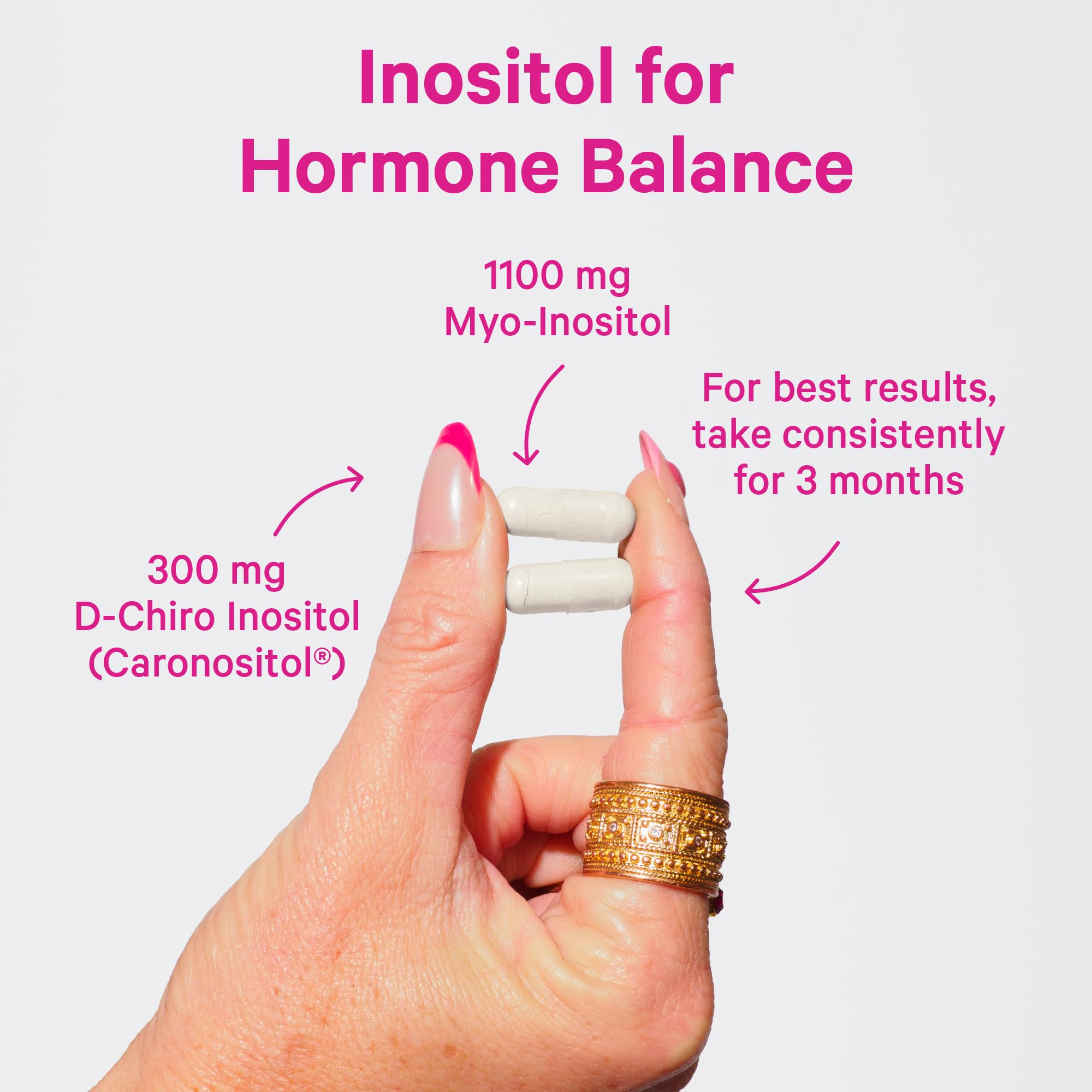 Pink Stork Myo-Inositol & D-Chiro Inositol: 3.6:1 Blend to Support Fertility, Hormone Balance for Women - Ovarian Function, Ovulation, Conception, and Period Support Supplement - 60 Capsules Pink Stork uk supplements