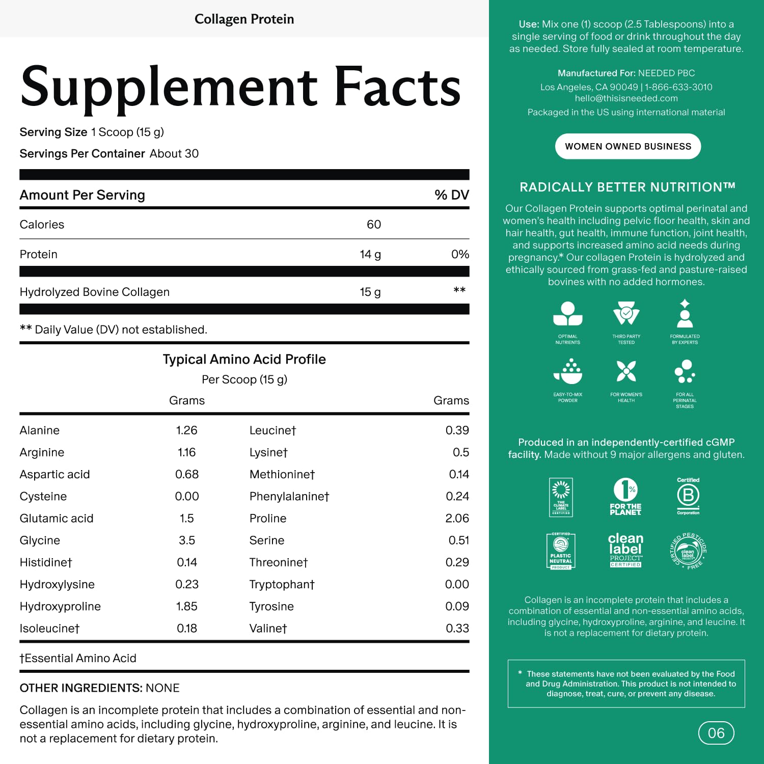 Needed. Hydrolyzed Collagen Protein Powder | Expert-Backed & Clean Sourced | Supports Skin, Hair, Joints | Grass-fed, Pasture-Raised, Hormone-Free | 1lb Needed. uk supplements