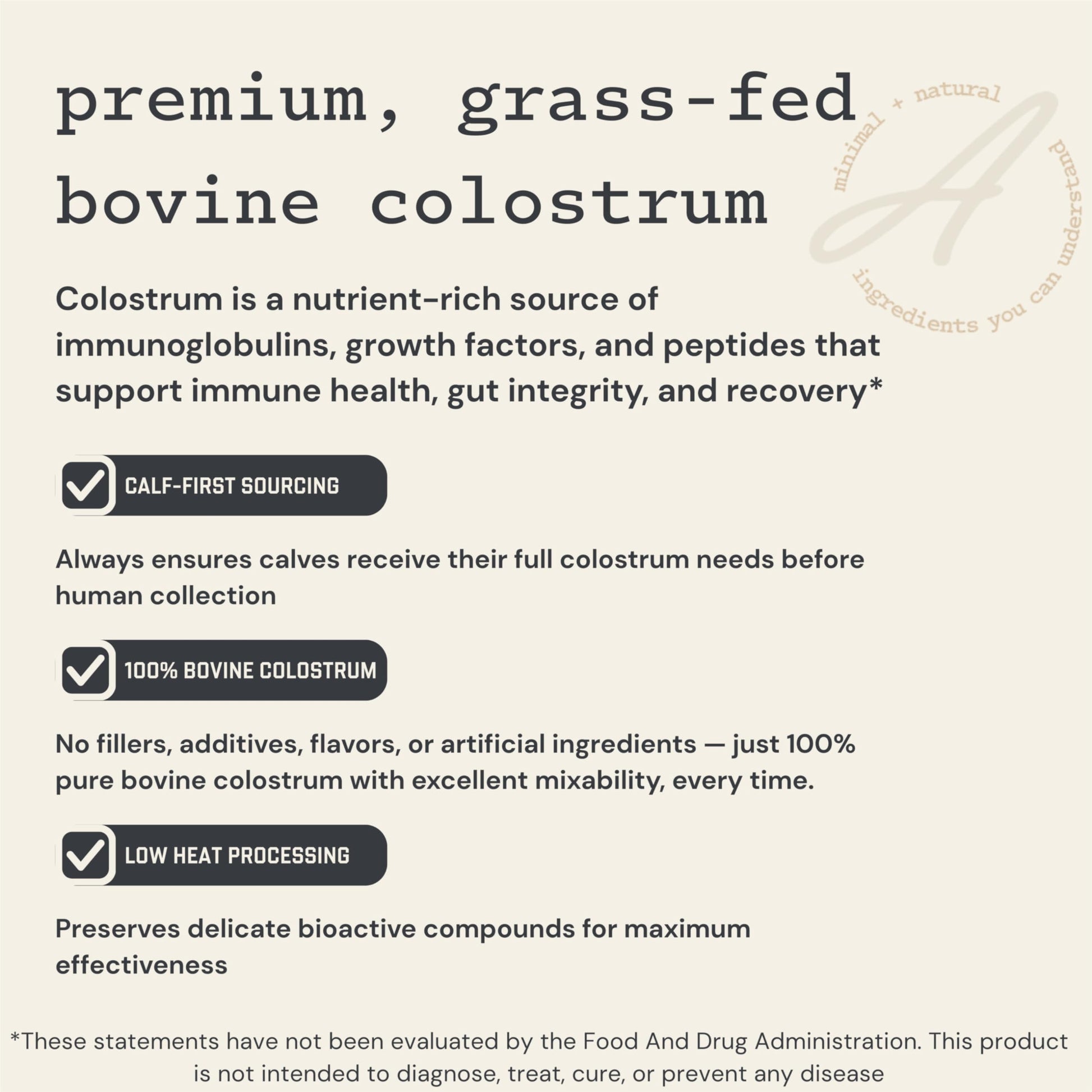 Anea Colostrum - Unflavored | Rich in Immunoglobulins & Lactoferrin | Supports Gut Health, Immunity & Recovery | Calf-First Promise | Made in USA | Made in GMP Facility Anea Nutrition uk supplements