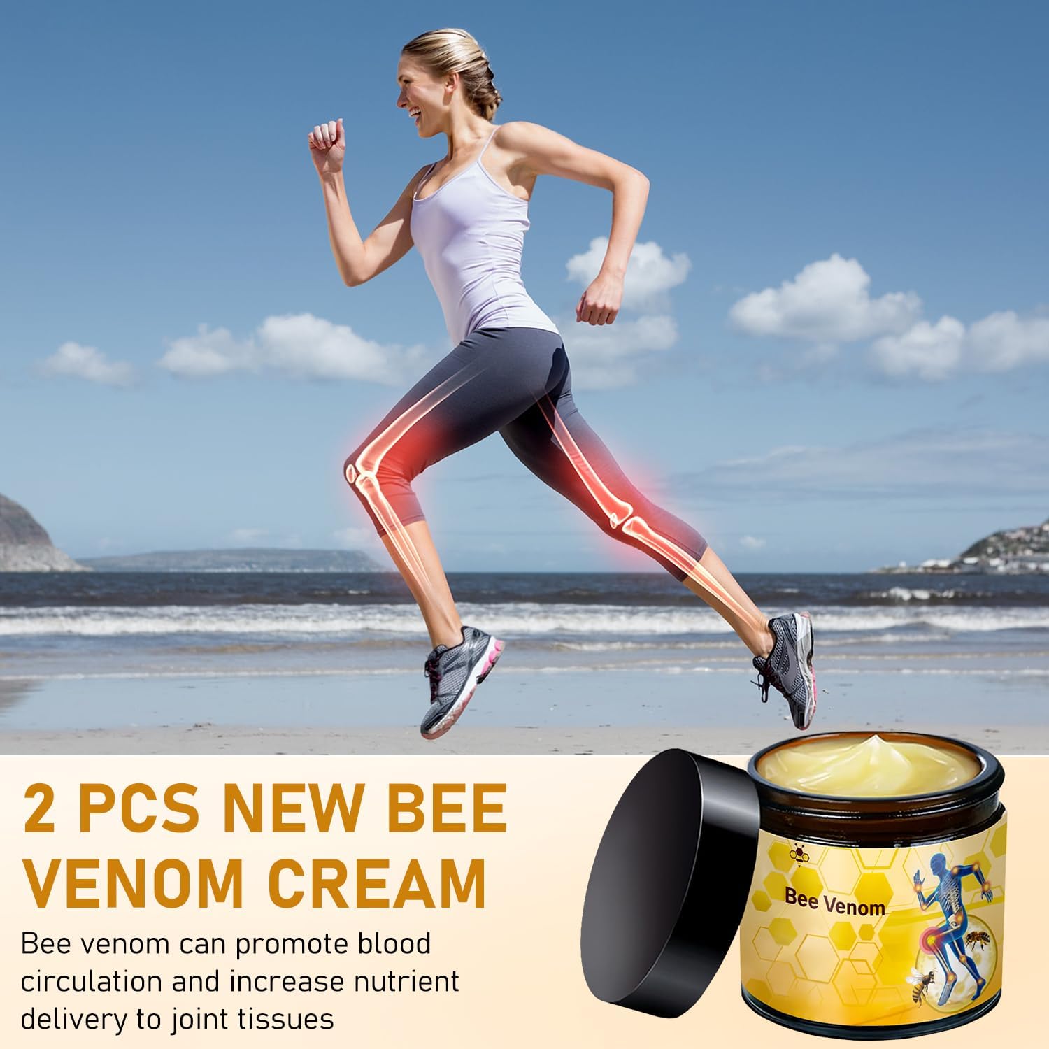 2 Pcs Bee Venom Cream, Professional Bee Venom Cream, Natural Joint Gel, for Neck,Waist,Back Hand Feet and Leg LinTsing uk supplements