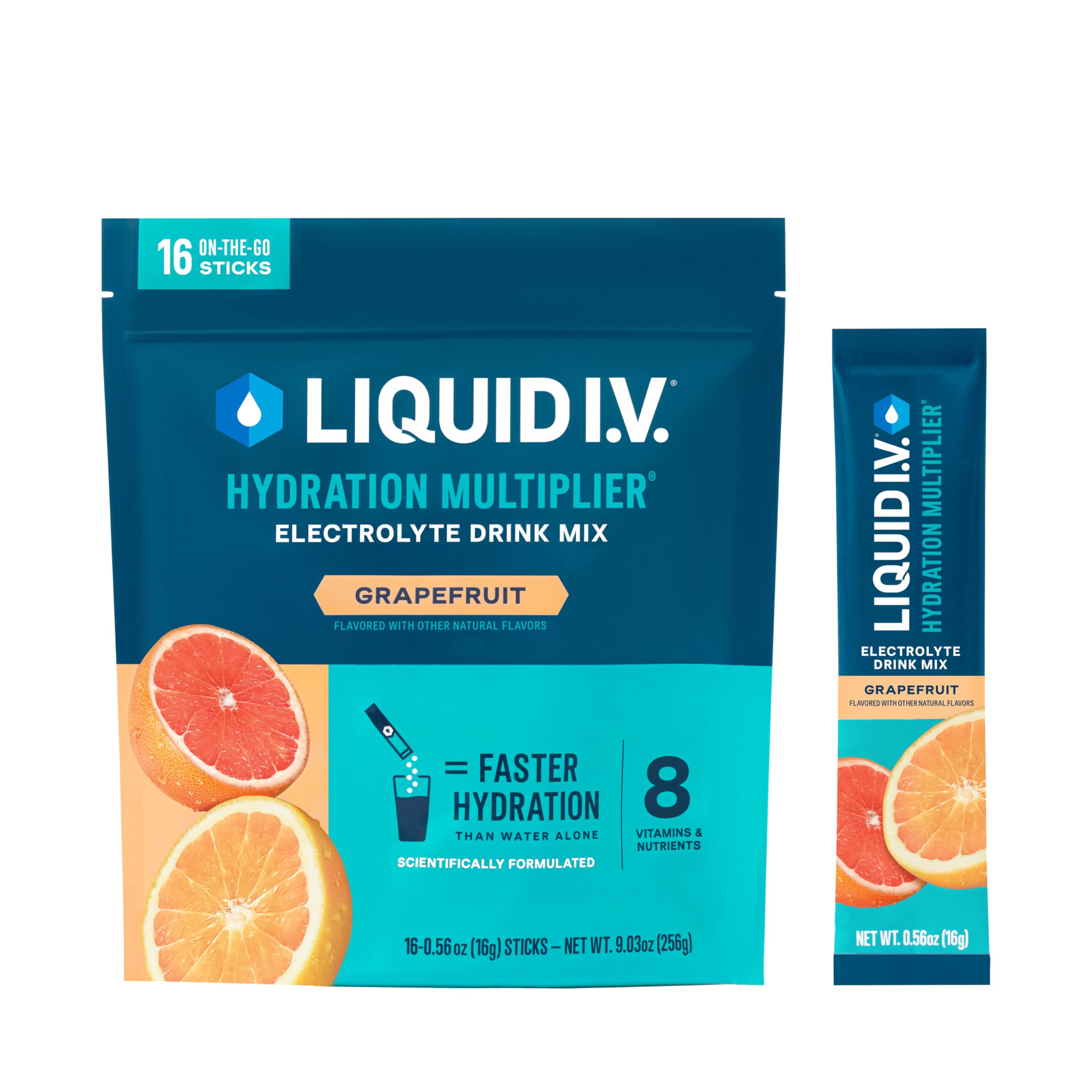 Liquid I.V.® Hydration Multiplier - Grapefruit | Electrolyte Powder Drink Mix | 1 Pack (16 Servings) Liquid I.V. uk supplements