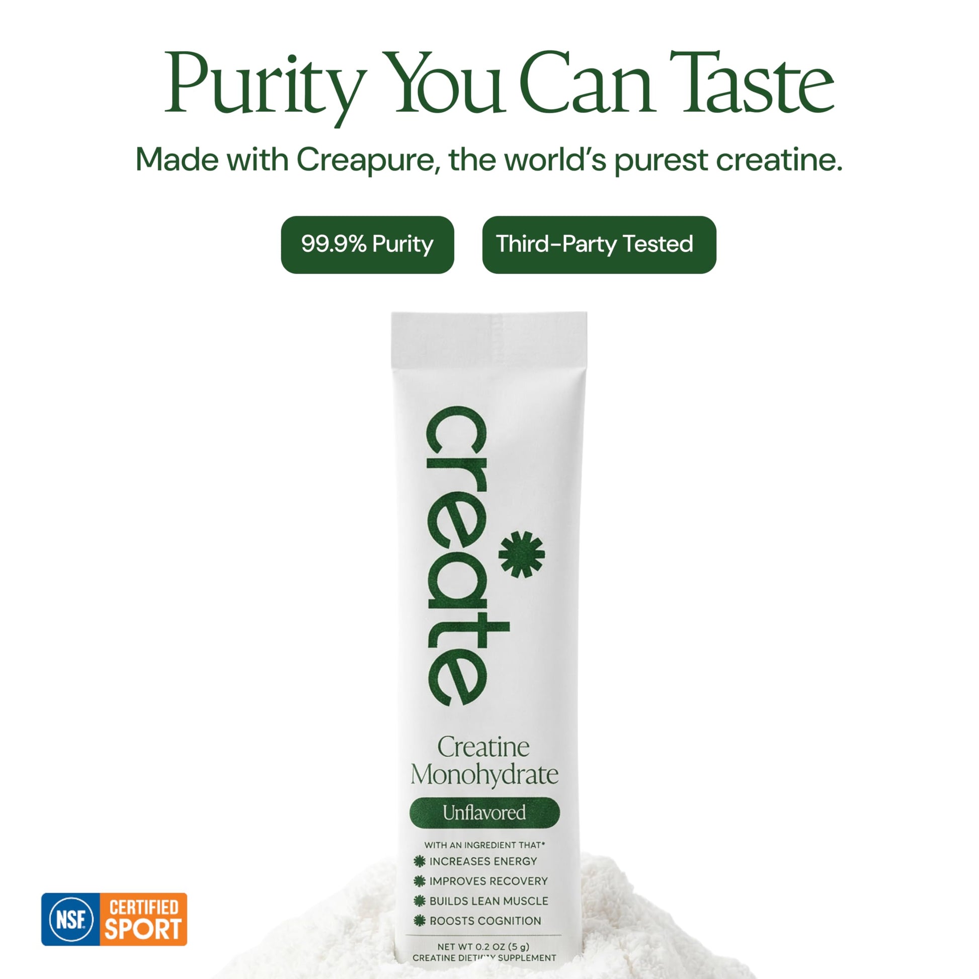 Create Creatine Monohydrate Powder - Creatine Travel Packets, Made with Creapure, 3rd Party Tested & NSF Certified for Sport, 30 Stick Packs, Unflavored Create uk supplements
