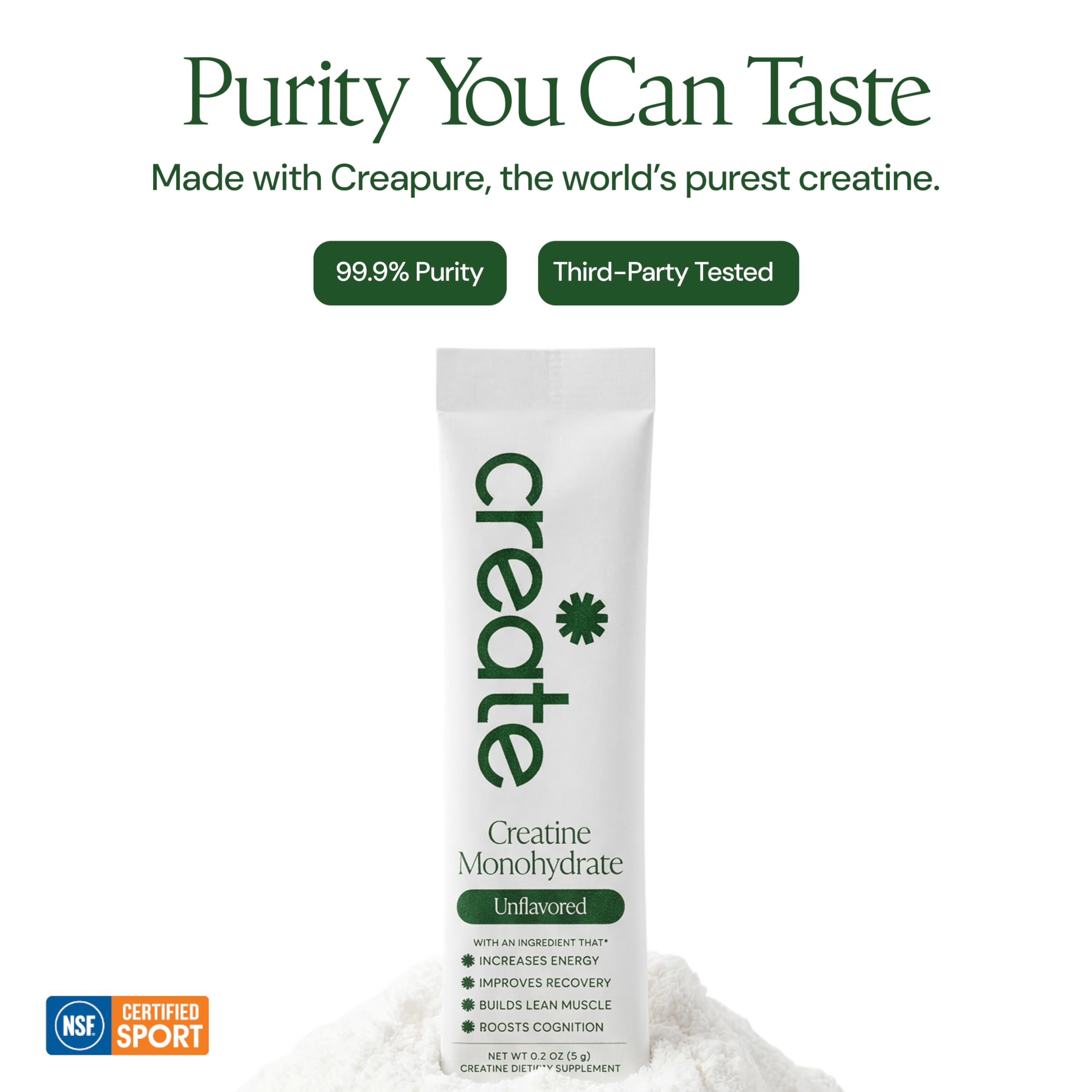 Create Creatine Monohydrate Powder - Creatine Travel Packets, Made with Creapure, 3rd Party Tested & NSF Certified for Sport, 30 Stick Packs, Unflavored Create uk supplements