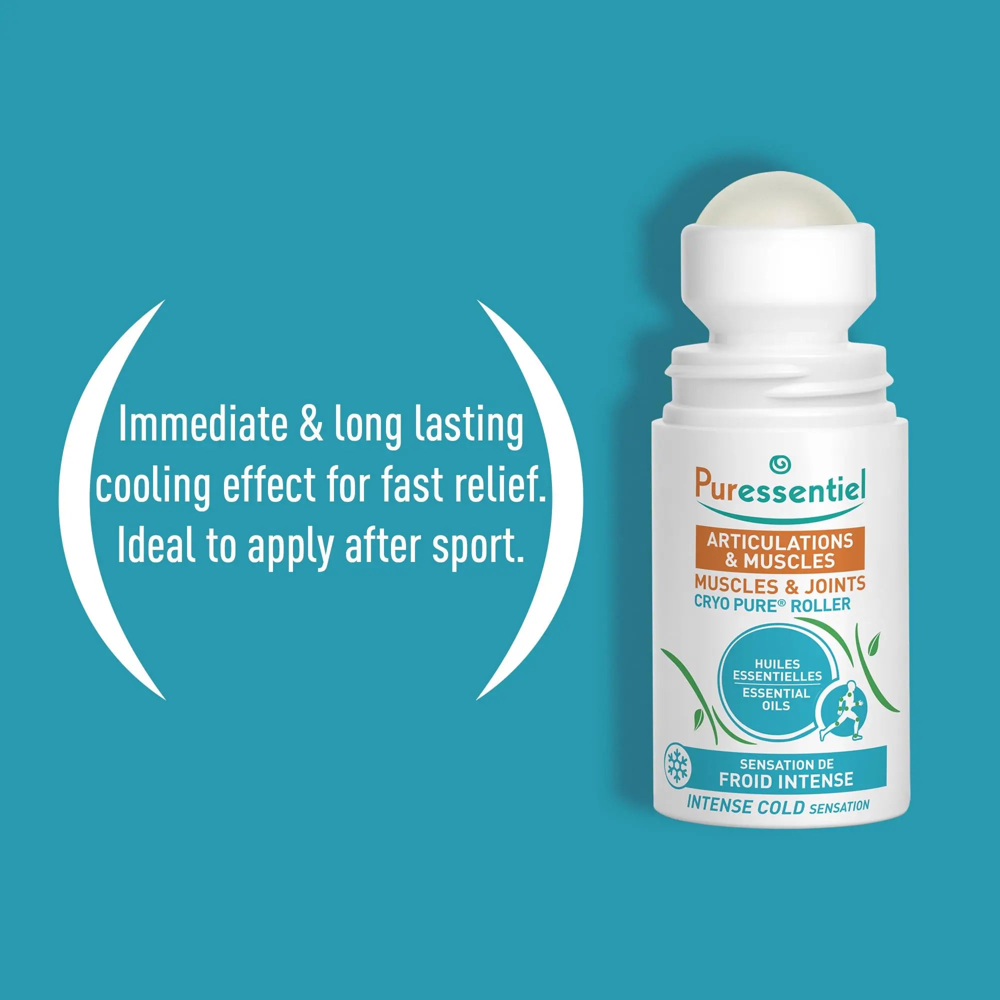 Puressentiel Muscles and Joints Cryo Pure Roller - Natural Menthol and Essential Oils Soothe Muscles - Long Lasting Cooling Sensation - 2.5 oz Puressentiel uk supplements