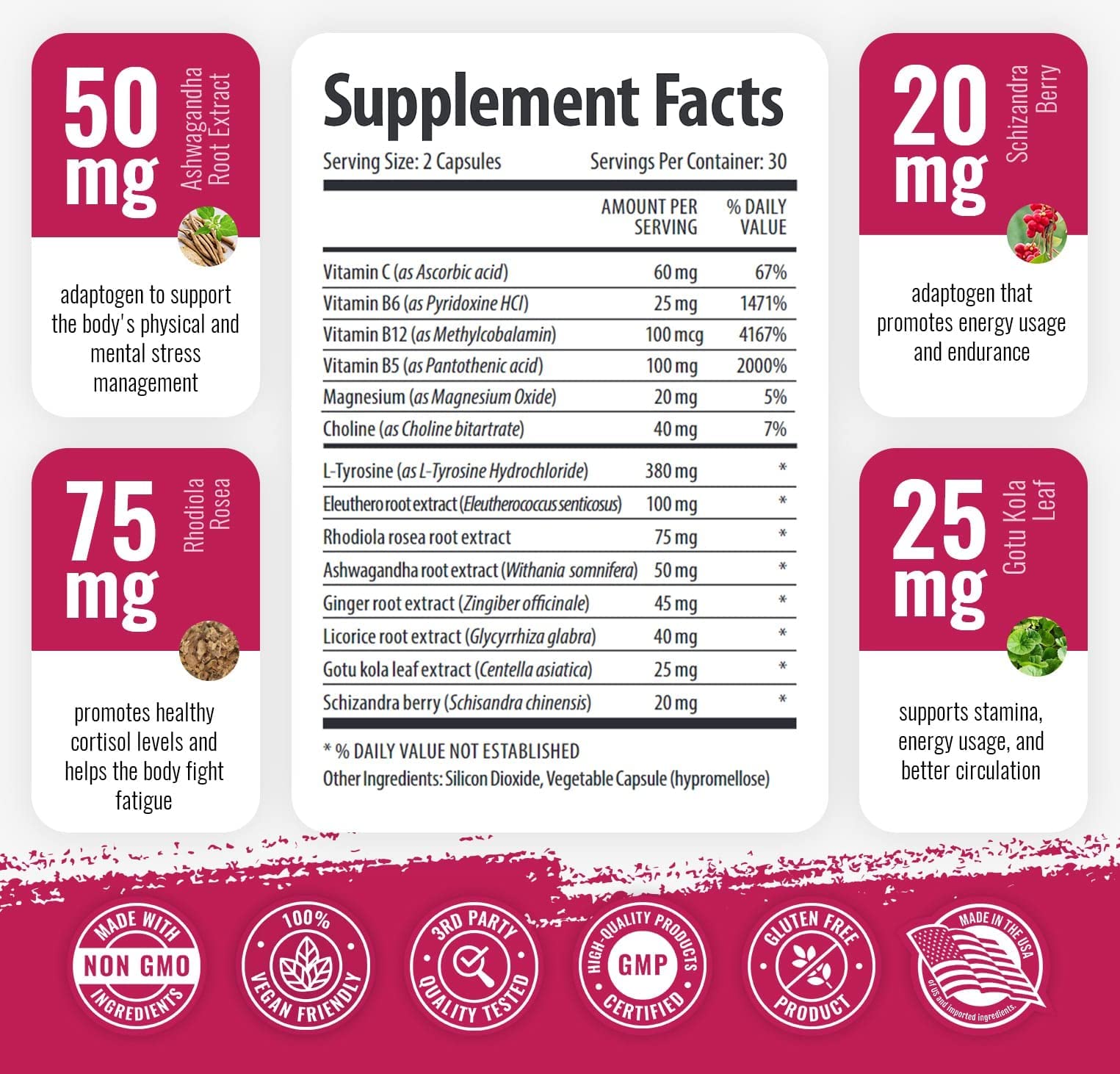 1 Body Adaptogen Complex Supplement with Ashwagandha - 60 Vegan Cap 1 Body uk supplements