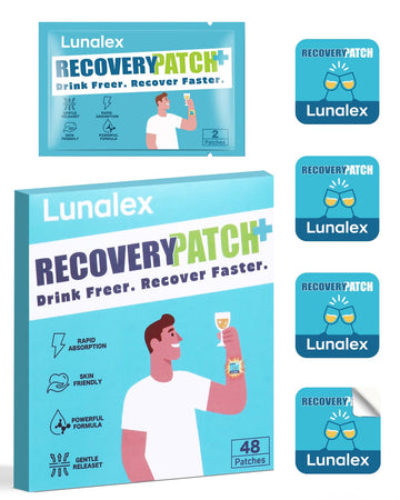 Lunalex Recovery Patch 48 Pack - Wake Up Refreshed & Balanced After Celebration - Plant-Based Formula for Morning Wellness - Bachelorette & Wedding Party Favors - 2 Patches per Sachet, Waterproof Lunalex uk supplements