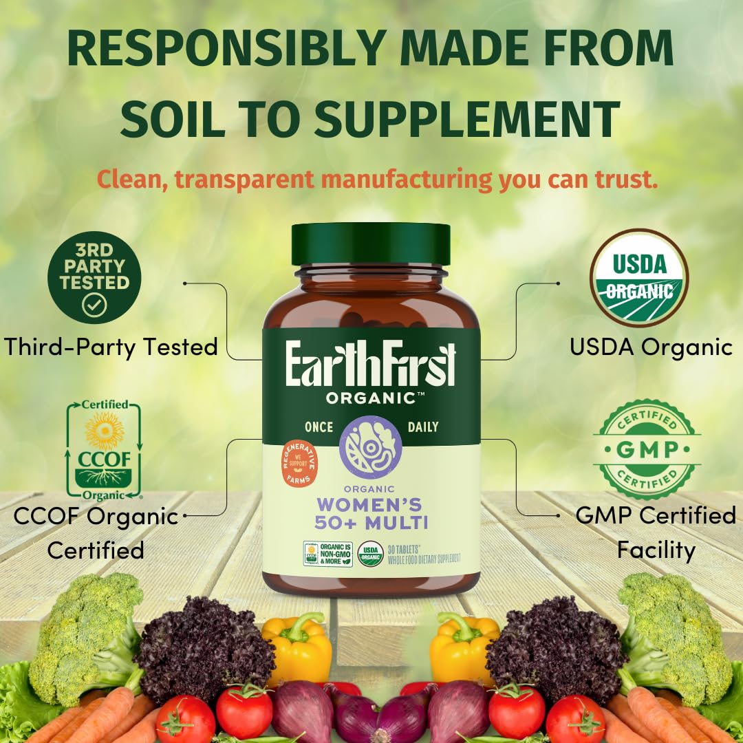 EarthFirst Organic Women's & Men's 50+ Once Daily Multi Bundle,19 Vitamins from Herbs & Superfoods, 30 Count EarthFirst Organic uk supplements