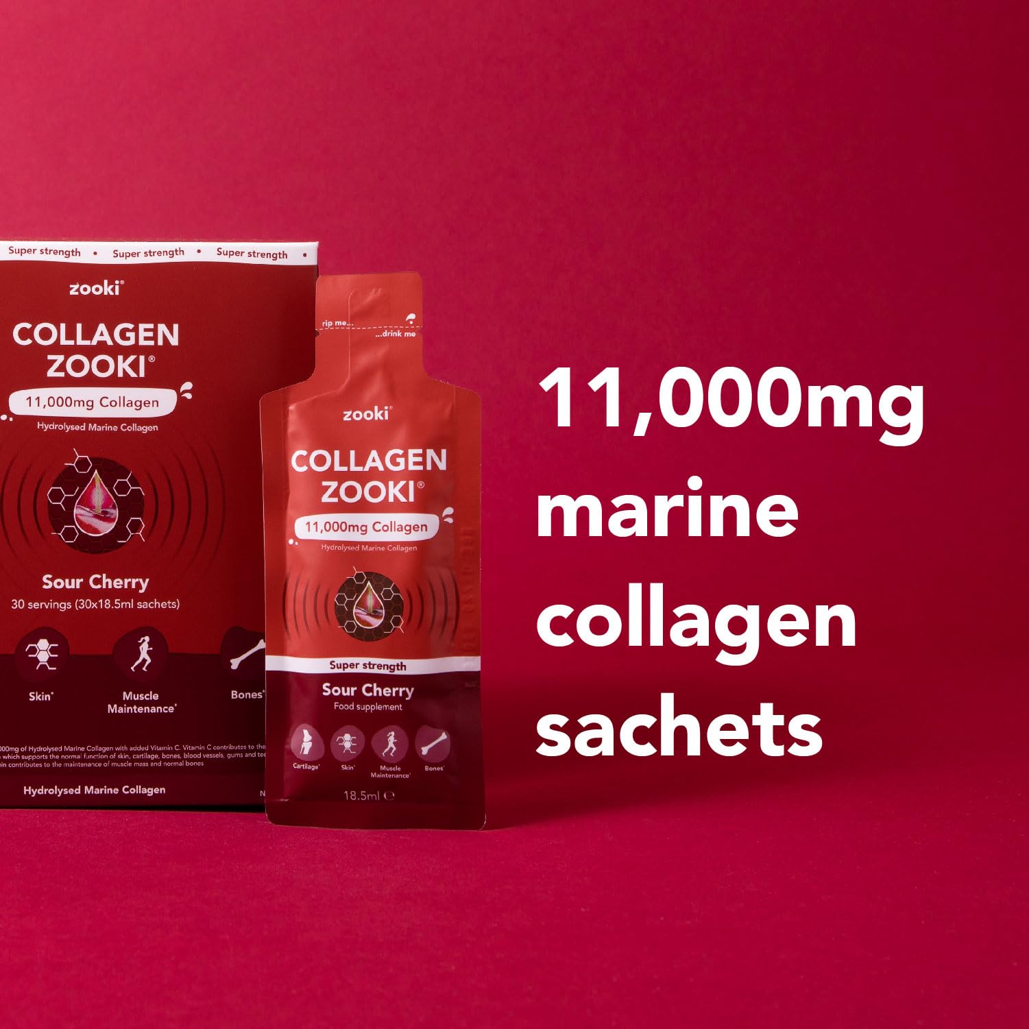 Zooki 11,000mg Super Strength Marine Collagen Liquid Sachets | Hydrolysed Marine Collagen Peptides Zooki uk supplements