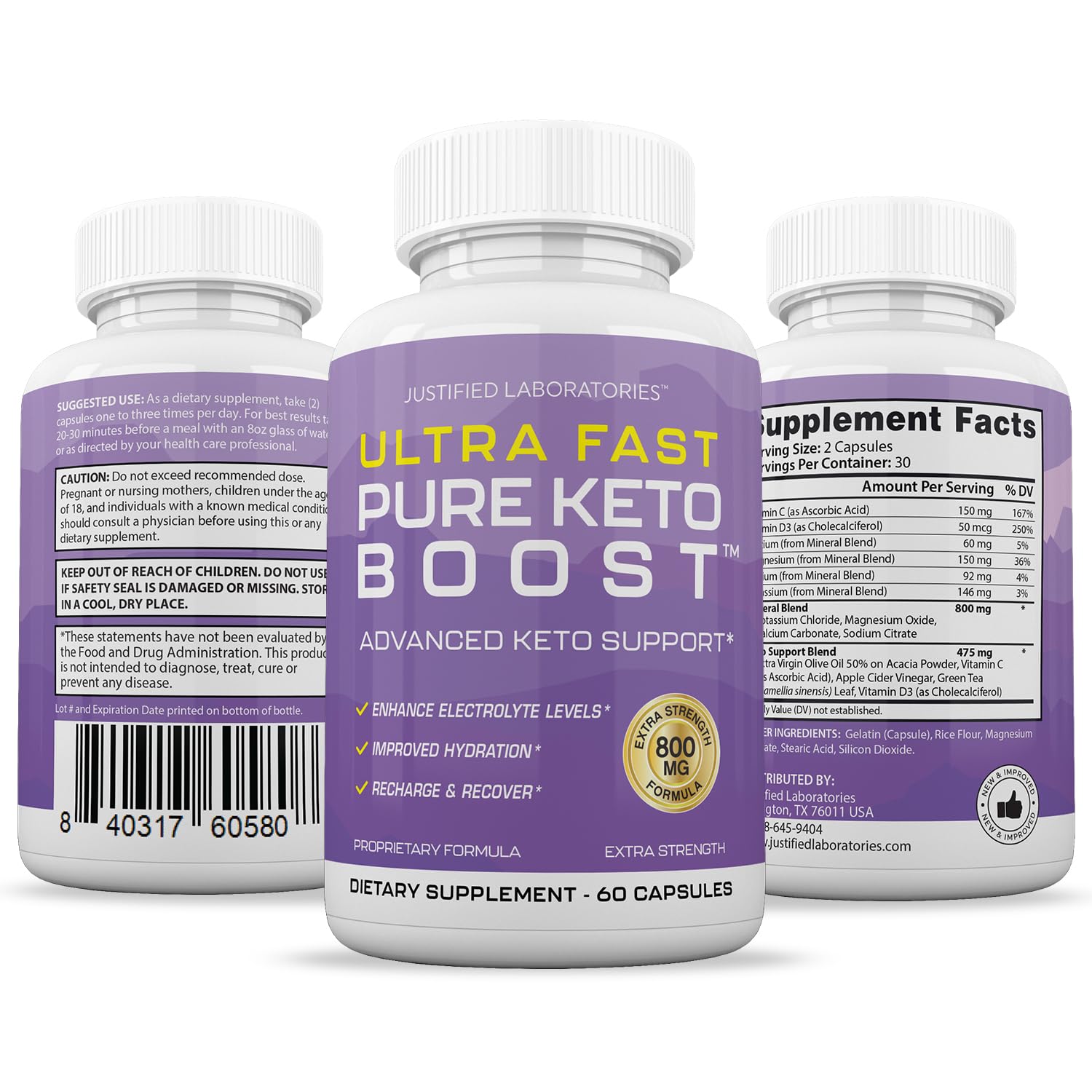 (5 Pack) Ultra Fast Pure Keto Boost Pills 1275MG New & Improved Formula Contains Apple Justified Laboratories uk supplements