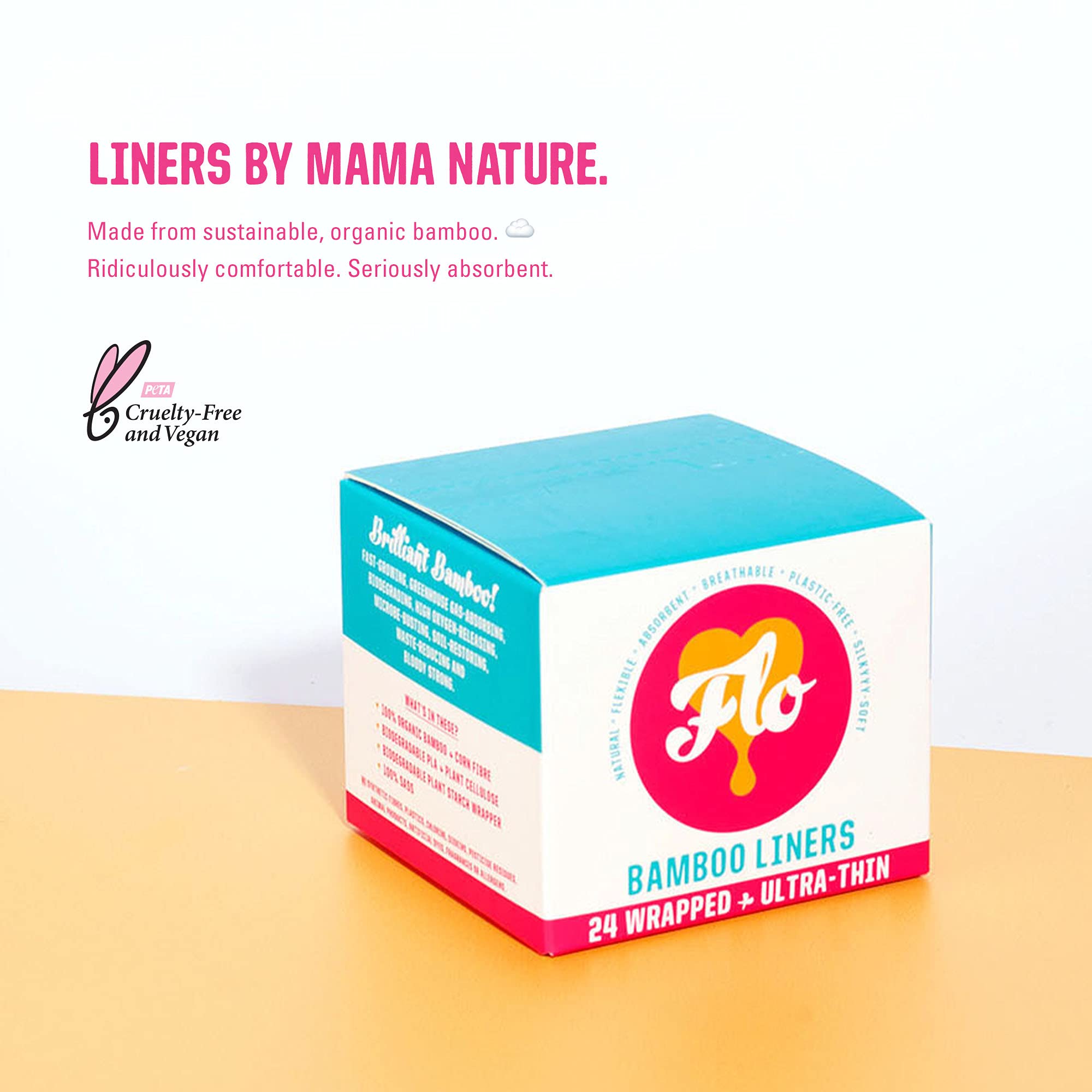 FLO - Organic Bamboo Daily Panty Liners, Plant-Based Cotton, Biodegradable FLO uk supplements