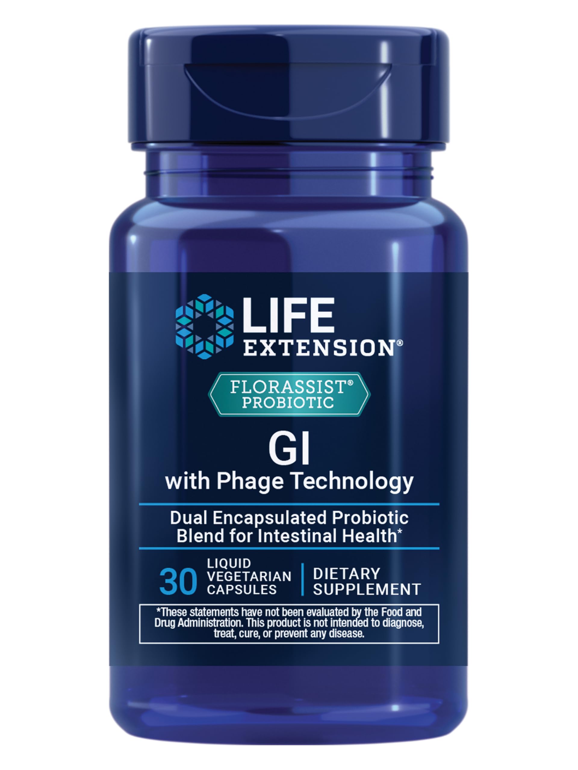 Life Extension FLORASSIST® Probiotic GI with Phage Technology, Digestive Health Supplement, microbiome Balance, Gut Health, Gluten Free, Vegetarian, 30 Capsules Life Extension uk supplements
