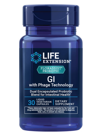 Life Extension FLORASSIST® Probiotic GI with Phage Technology, Digestive Health Supplement, microbiome Balance, Gut Health, Gluten Free, Vegetarian, 30 Capsules Life Extension uk supplements