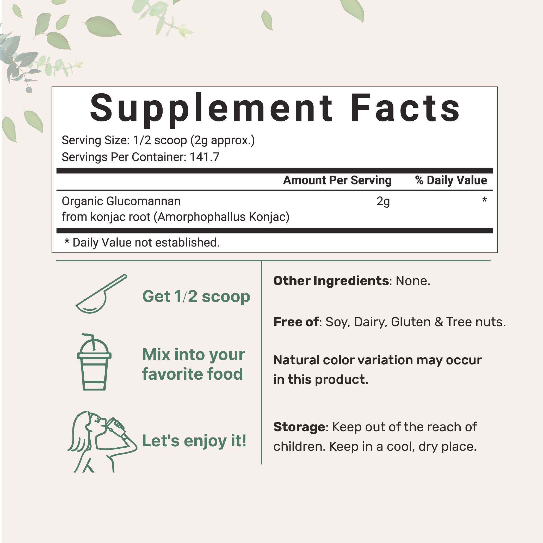 Organic Glucomannan Konjac Root Powder (Konjac Gel Powder), 10 Ounce, Soluble Fiber & Prebiotics Micro Ingredients uk supplements