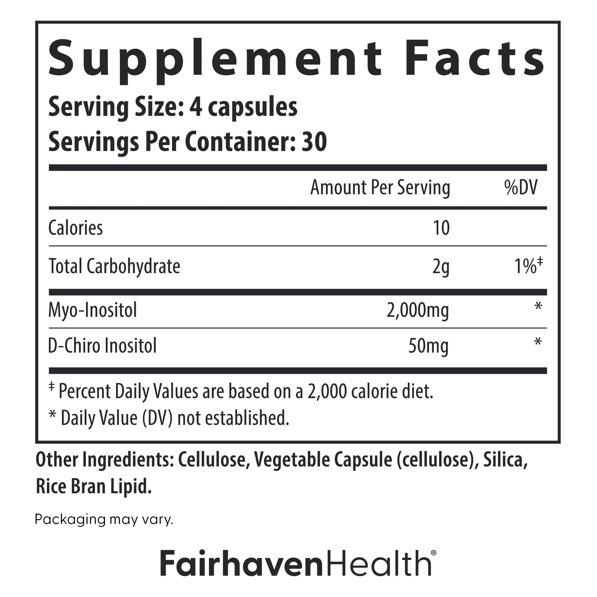 Fairhaven Health Myo-Inositol and D-Chiro Inositol Supplement for Women | 40:1 Ratio | Female Fertility Supplement for Women and Hormone Balance* | Vegan | 120 Myo & D-Chiro Inositol Capsules Fairhaven Health uk supplements